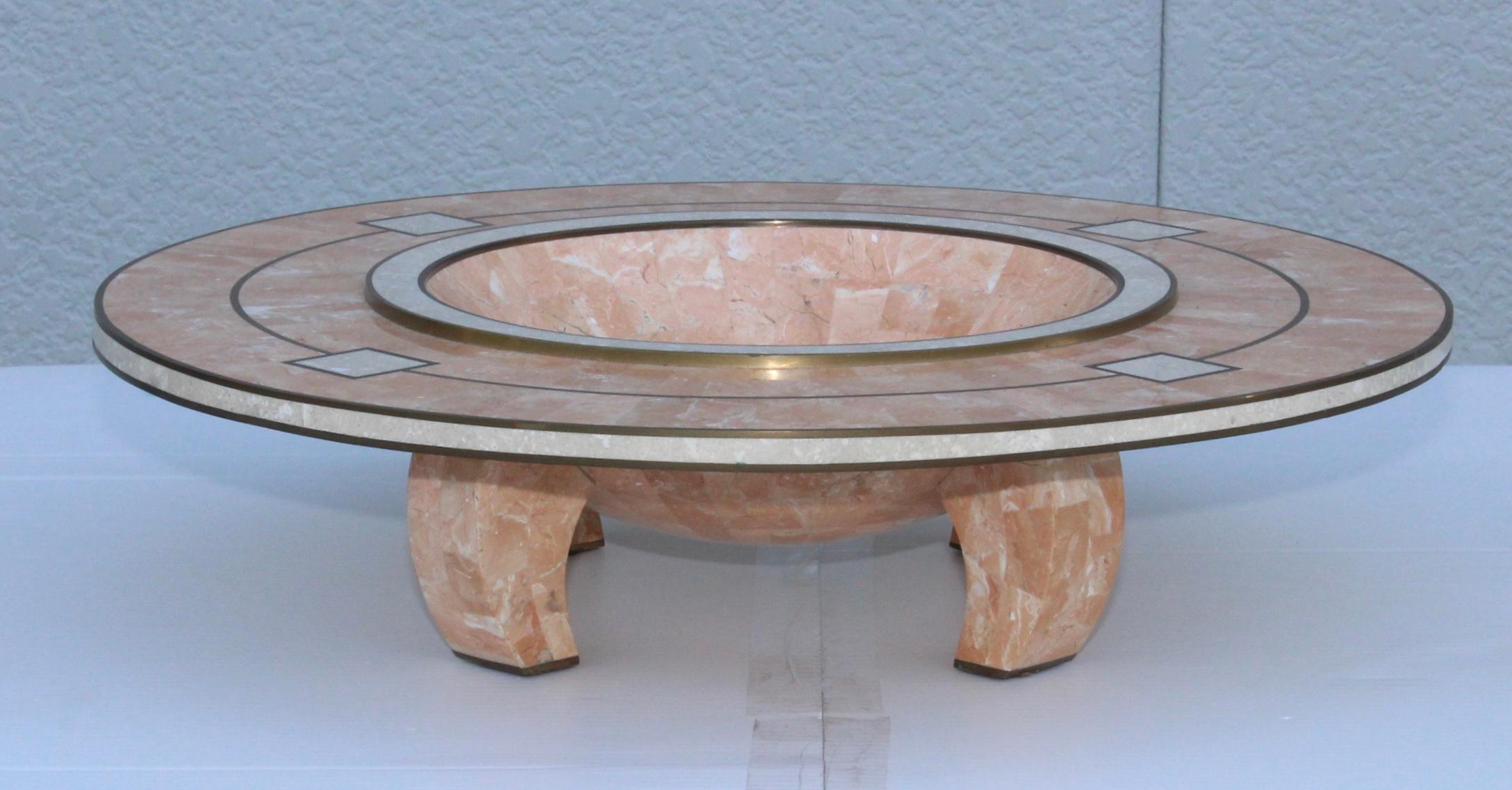 Mid-Century Modern Maitland-Smith Tessellated Stone Art-Deco Style Bowl For Sale