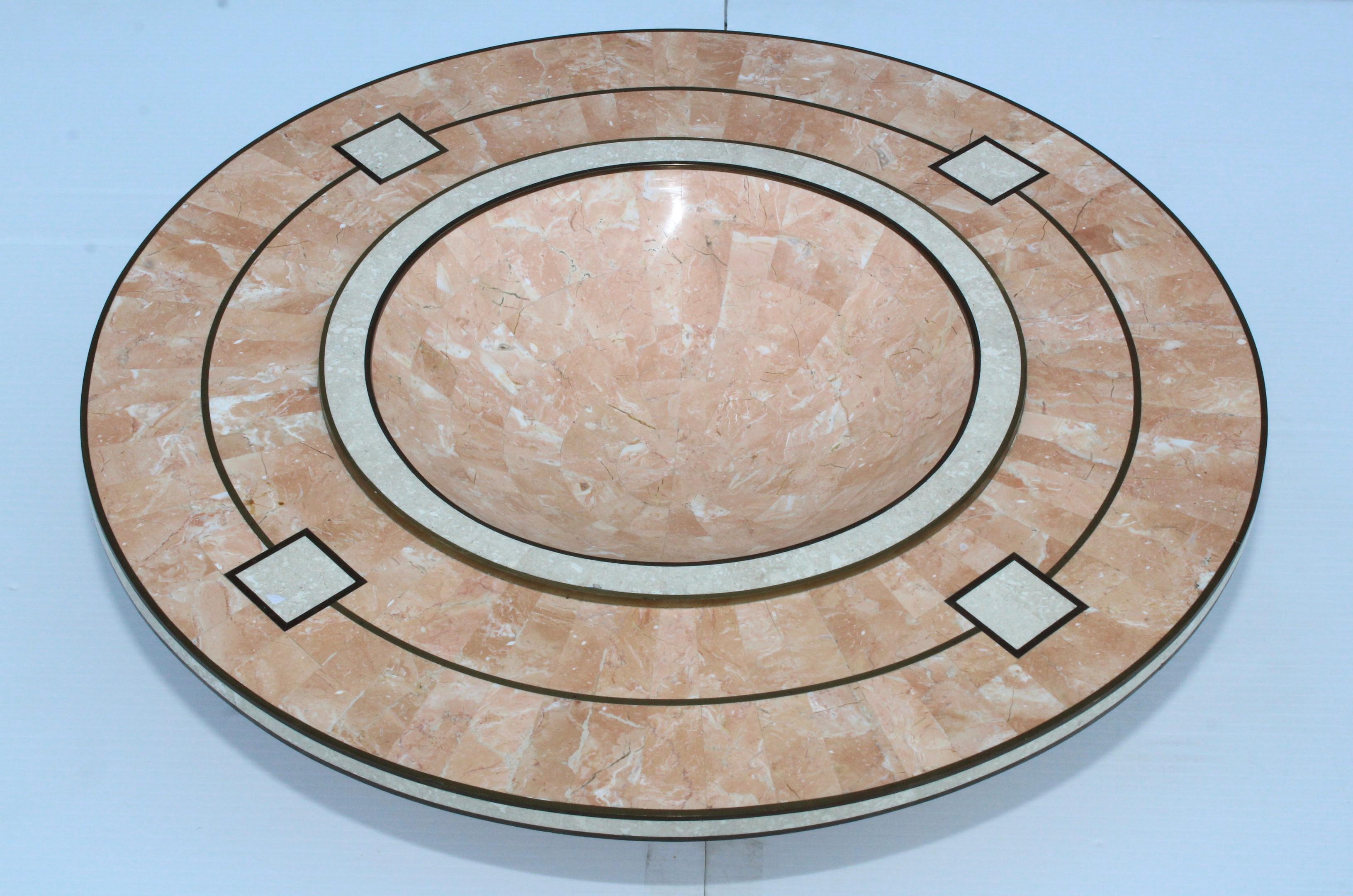 Maitland-Smith Tessellated Stone Art-Deco Style Bowl In Good Condition For Sale In New York, NY