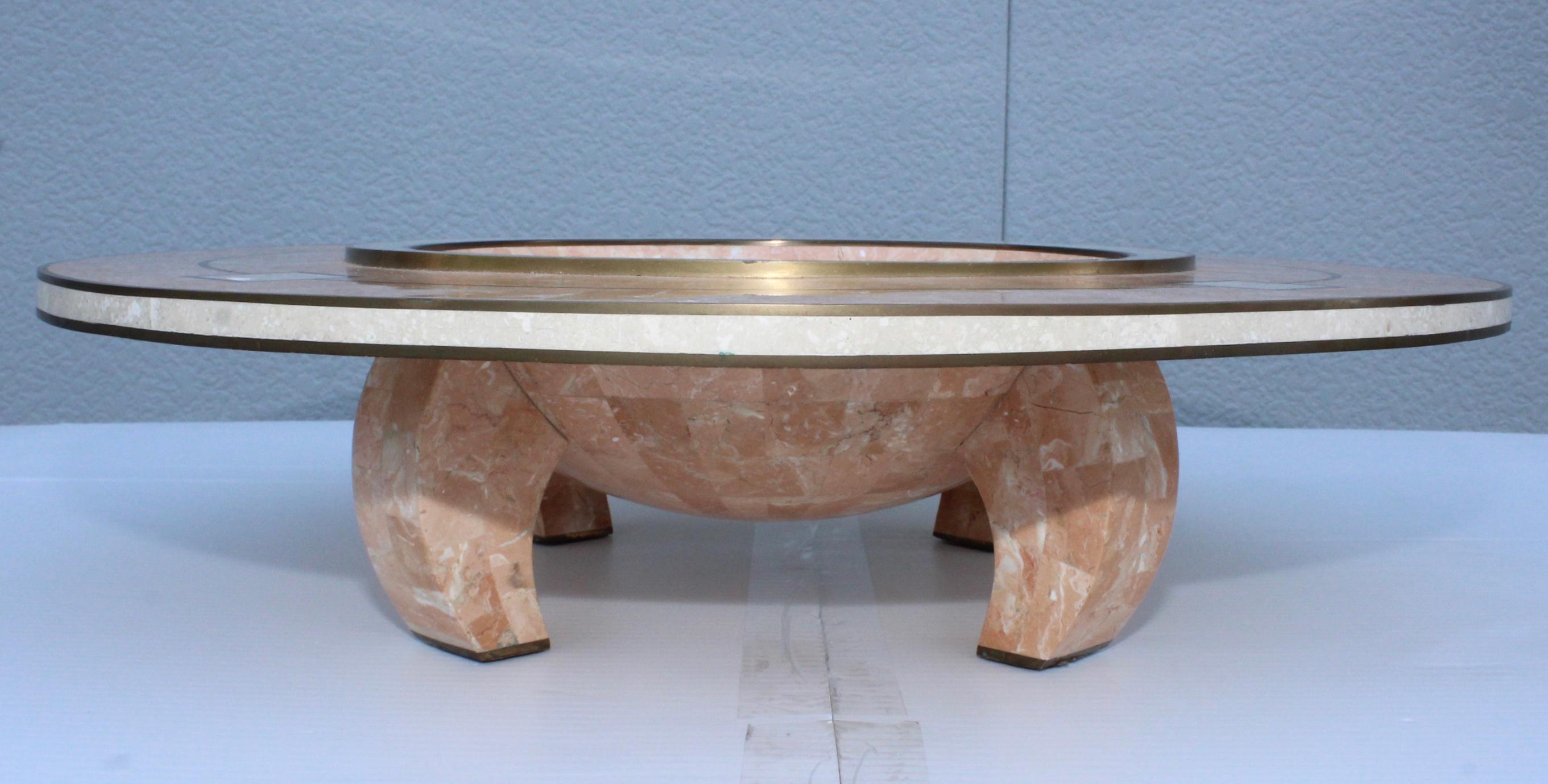 Maitland-Smith Tessellated Stone Art-Deco Style Bowl For Sale 2