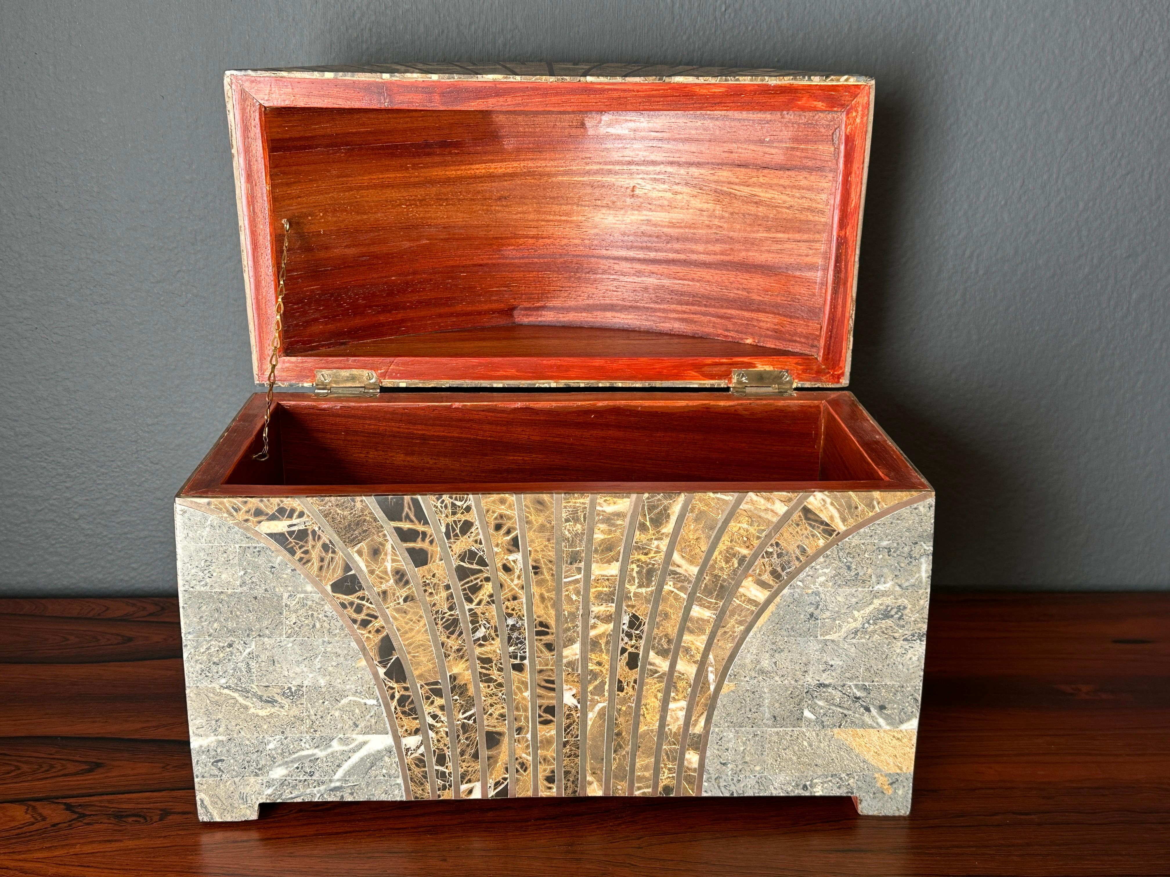 Philippine Maitland Smith Tessellated Stone Box For Sale