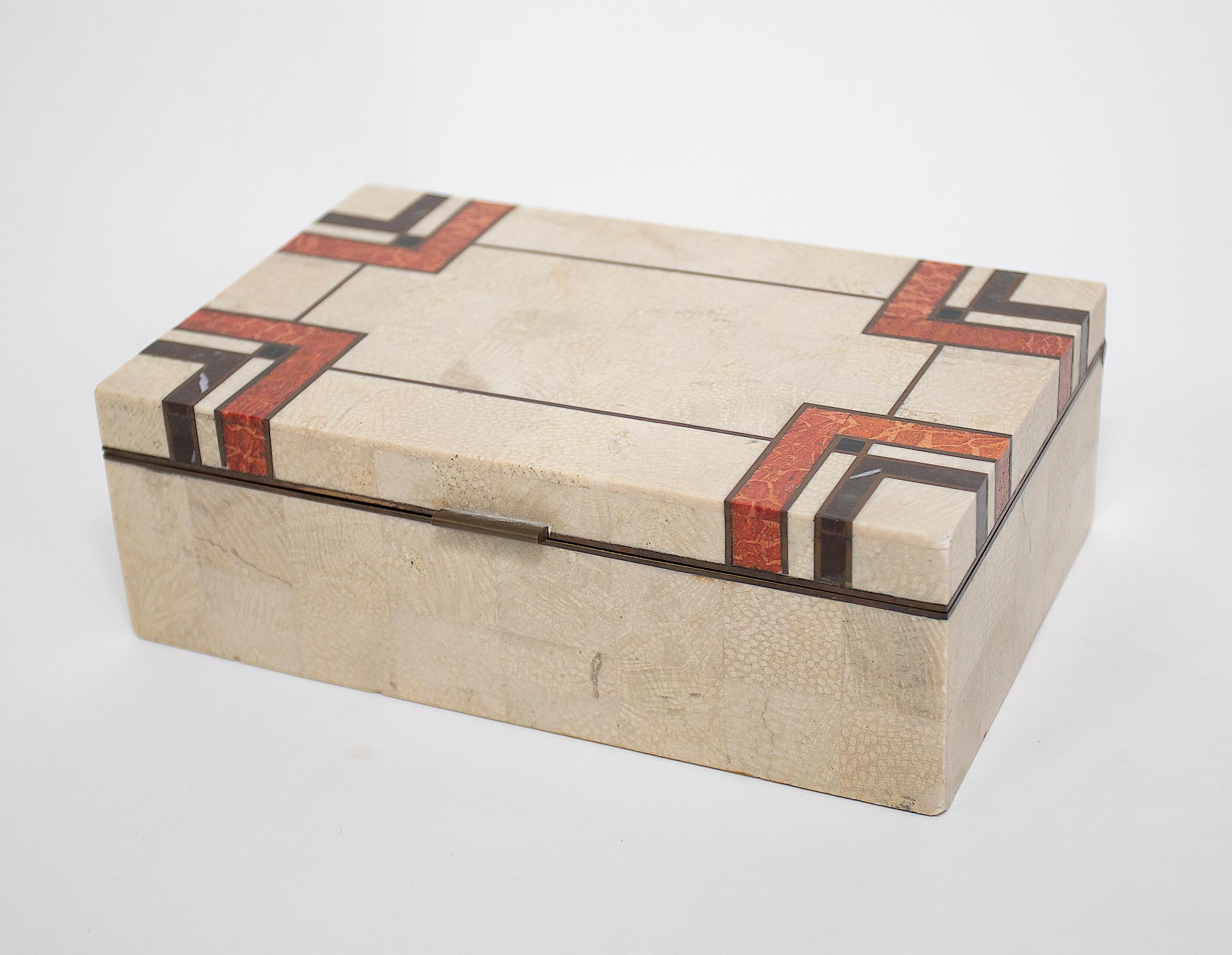 Late 20th Century Maitland-Smith Tessellated Stone Box For Sale