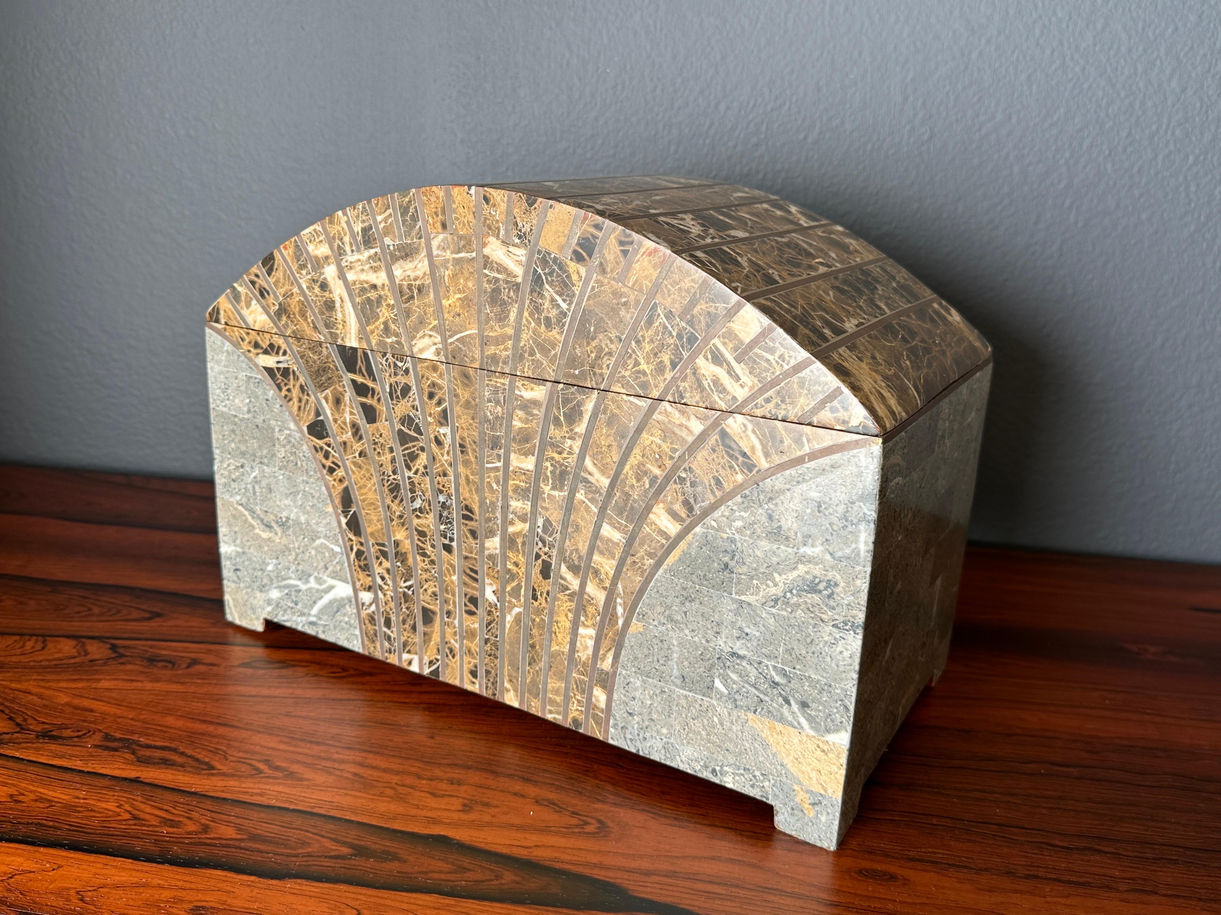 Late 20th Century Maitland Smith Tessellated Stone Box For Sale