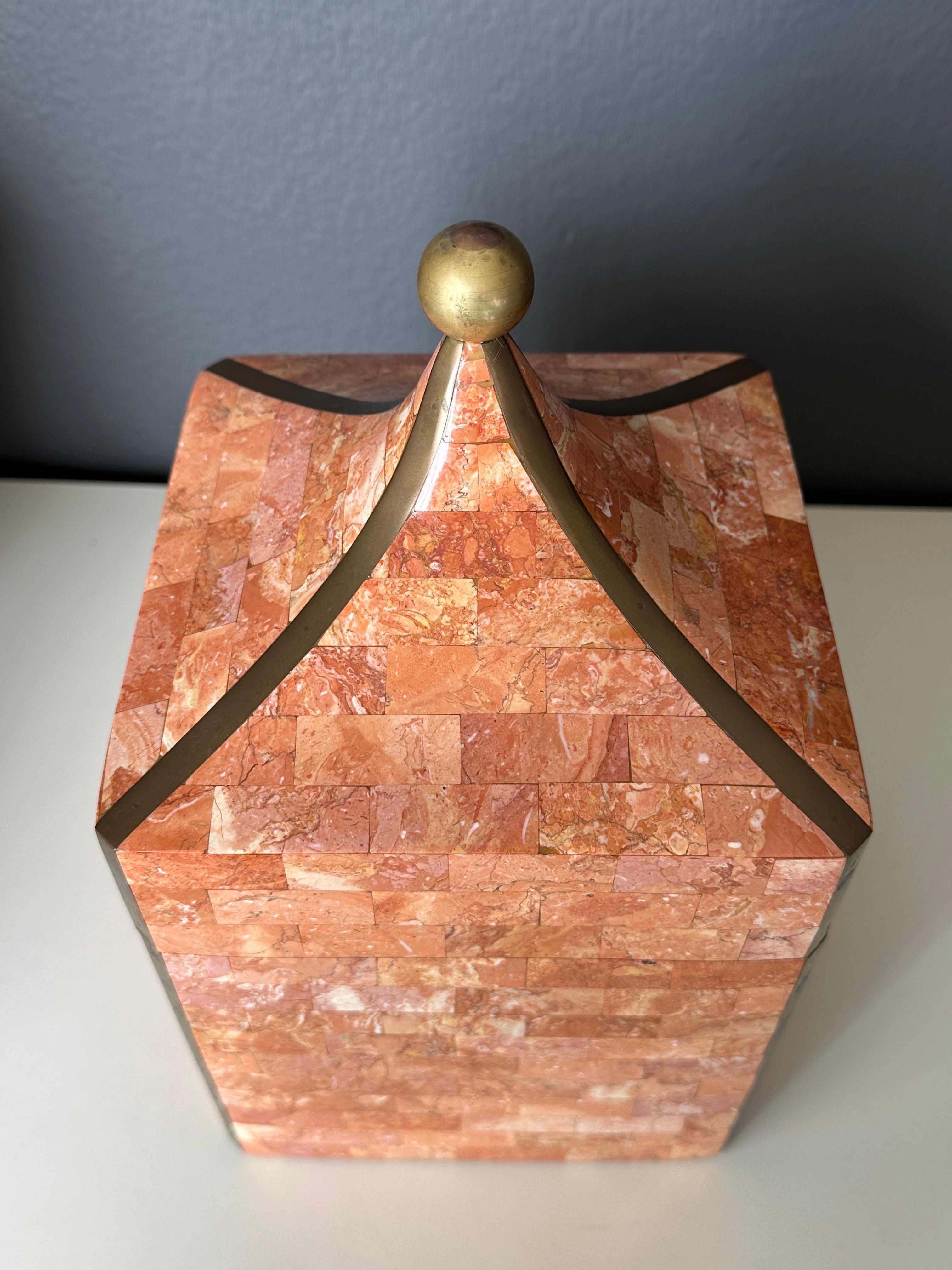 Maitland Smith Tessellated Stone Box In Good Condition For Sale In North Hollywood, CA