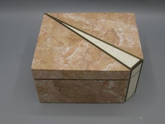 Maitland Smith Mosaikstein & Messing Art Deco Revival Dekorative Stash Box aus Mosaikstein