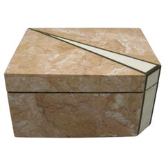 Maitland Smith Mosaikstein & Messing Art Deco Revival Dekorative Stash Box aus Mosaikstein