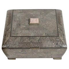 Maitland Smith Tessellated Stone Brass Jewelry/Dresser Box, 1980