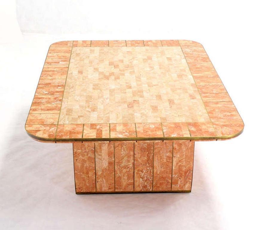 Maitland Smith Tessellated Stone Brass Mid Century Modern Rectangle Coffee Table For Sale 4
