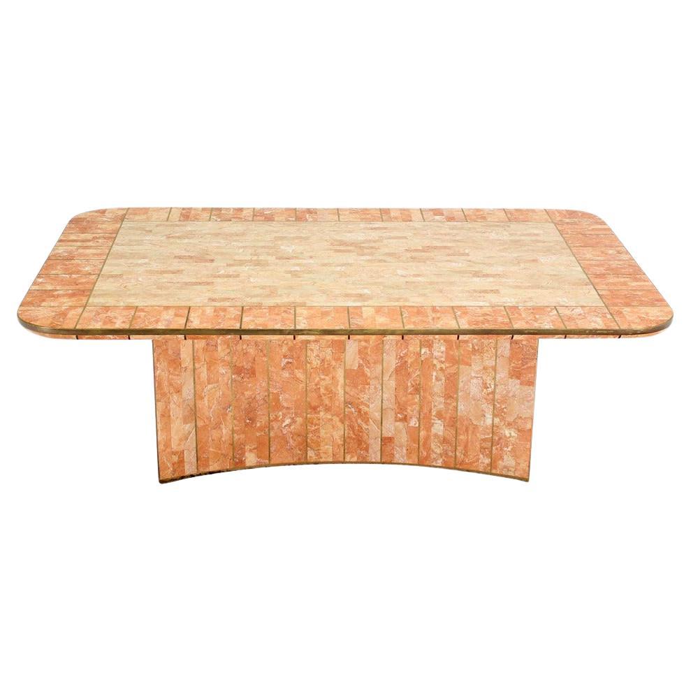 Table basse rectangulaire Maitland Smith en laiton tessellée mi-siècle moderne