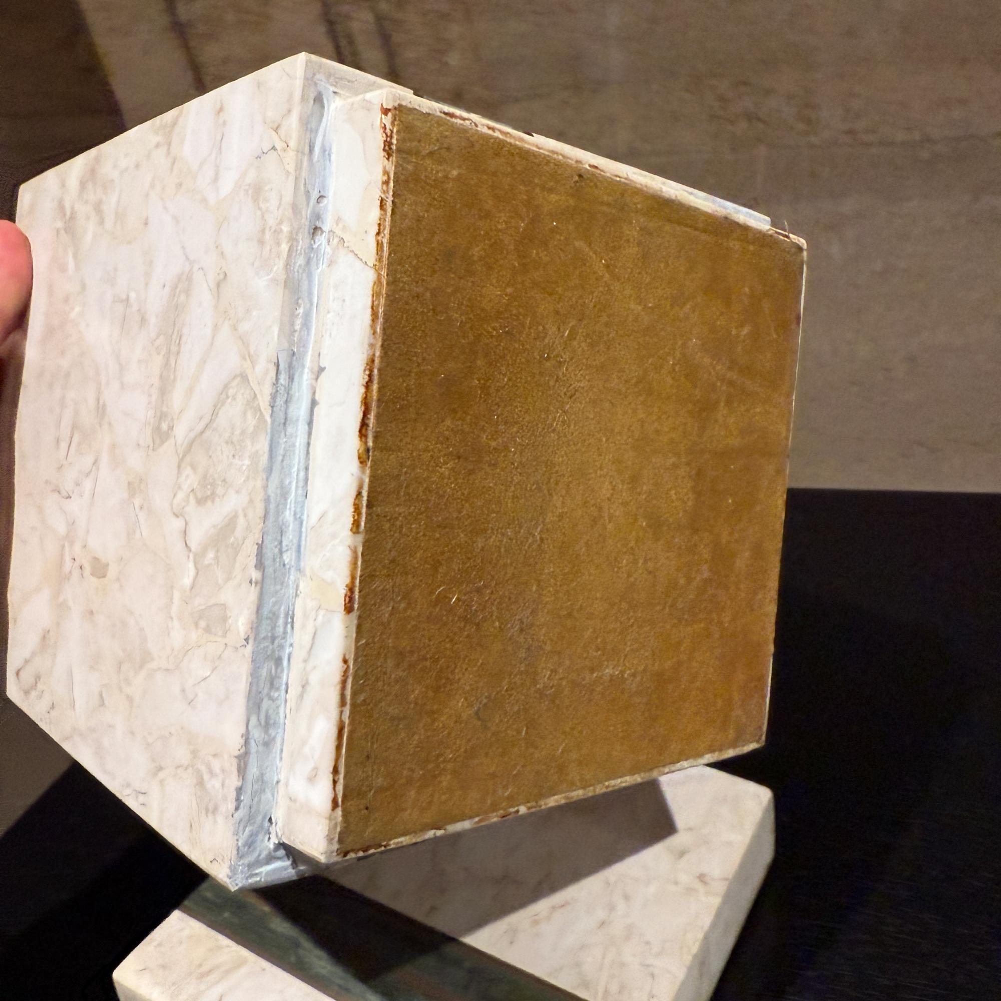 Maitland Smith Boîte carrée en pierre tessellée et laiton Postmoderne en vente 4