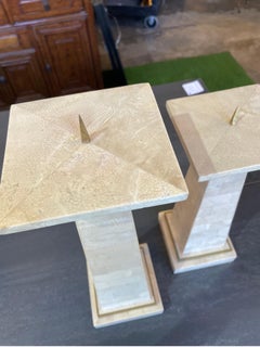 Maitland Smith Bougeoirs pierre tessellée