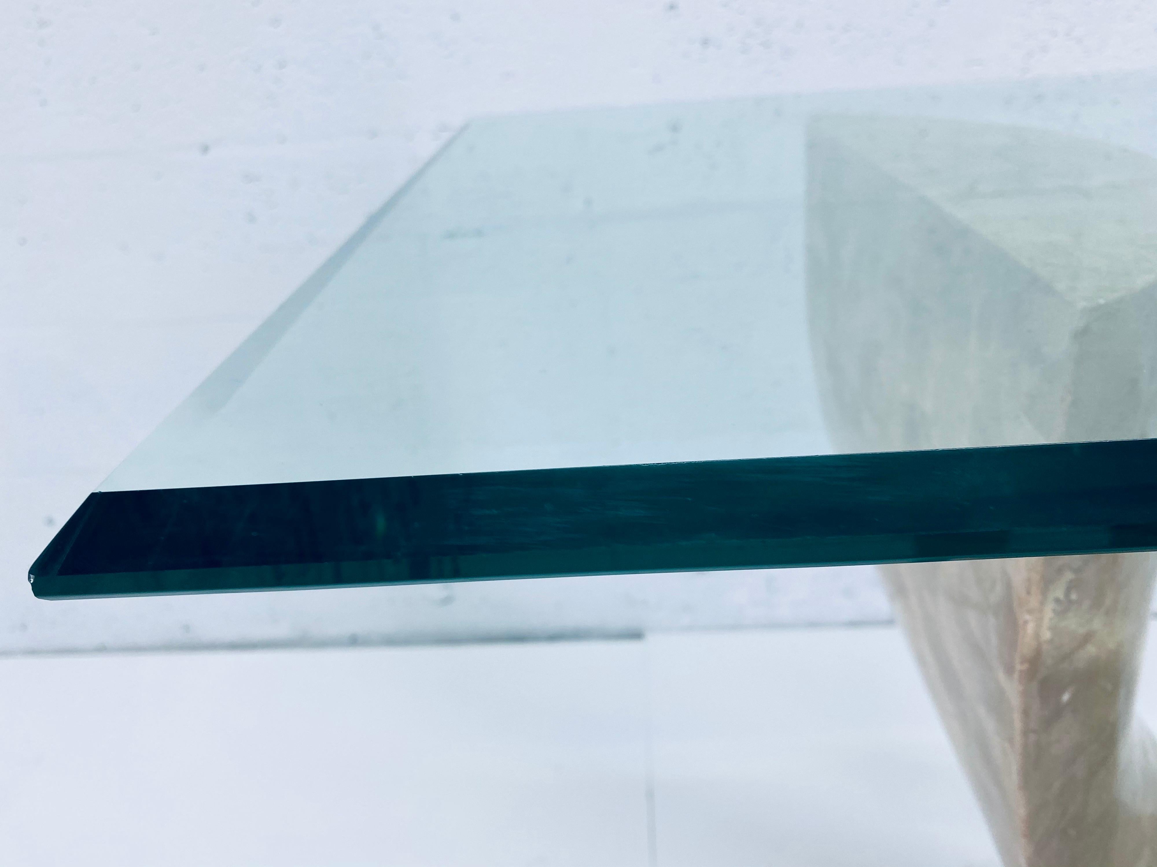 Console Maitland Smith en pierre tessellée avec plateau en verre biseauté en vente 7
