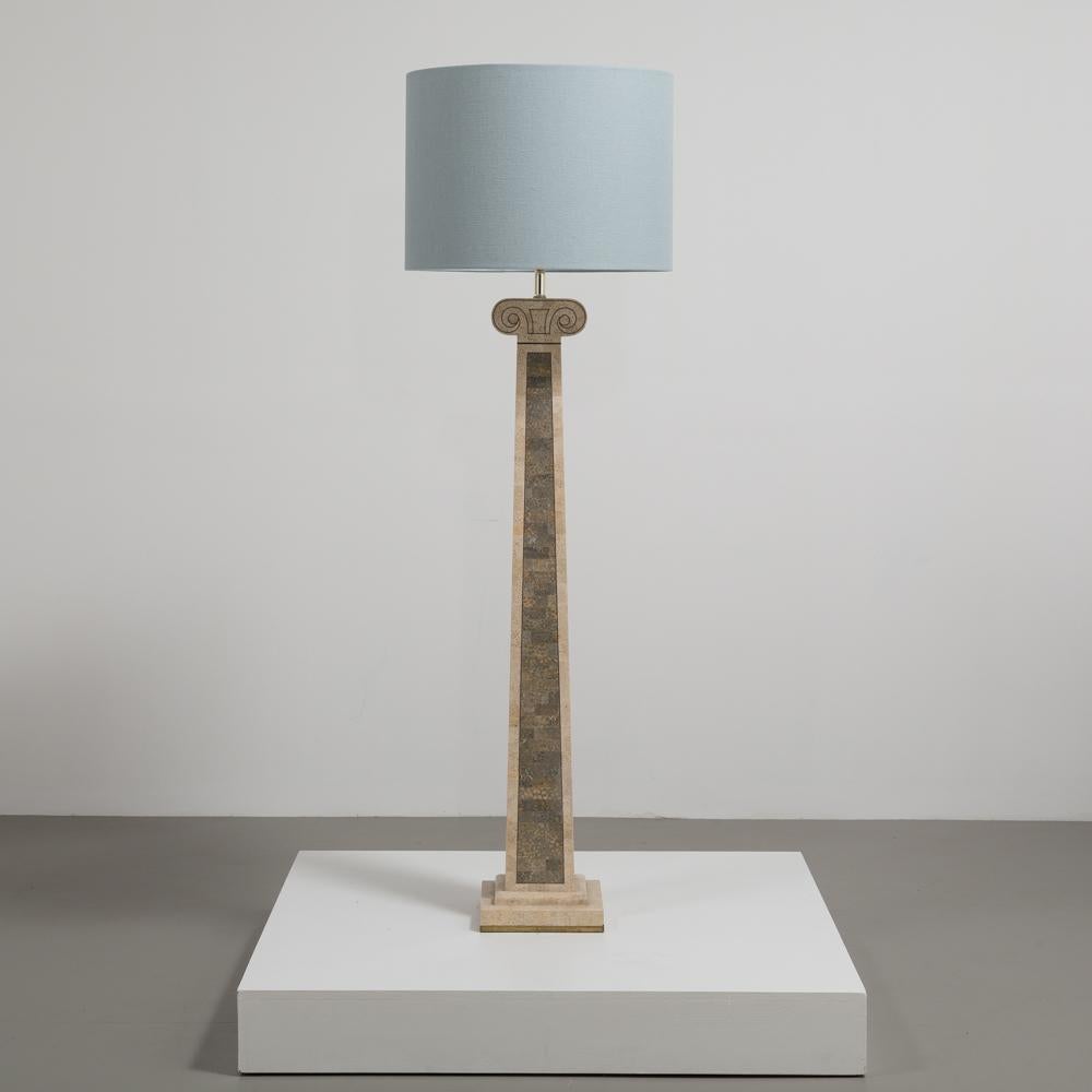 Late 20th Century Maitland Smith Tessellated Stone Ionic Column Floor Lamp, 1980s For Sale