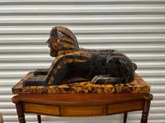 Maitland Smith Tessellated Stone, Malachite & Brass Sphinx Sculpture C. 1970