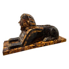 Maitland Smith Skulptur aus Mosaikstein, Malachit und Messing mit Sphinx, ca. 1970