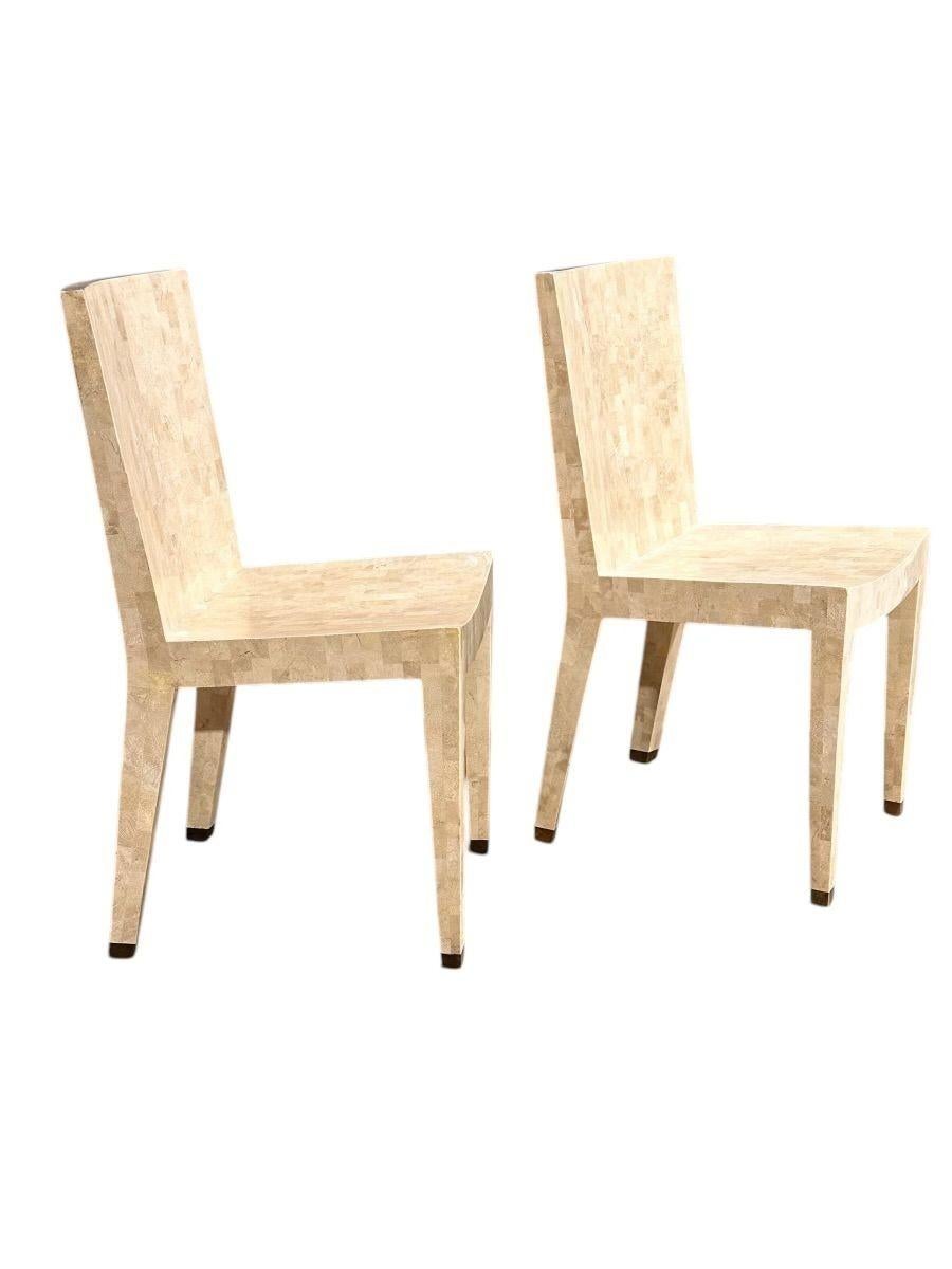 Mid-Century Modern Chaises d'appoint Maitland Smith en pierre tessellée, 1960 en vente