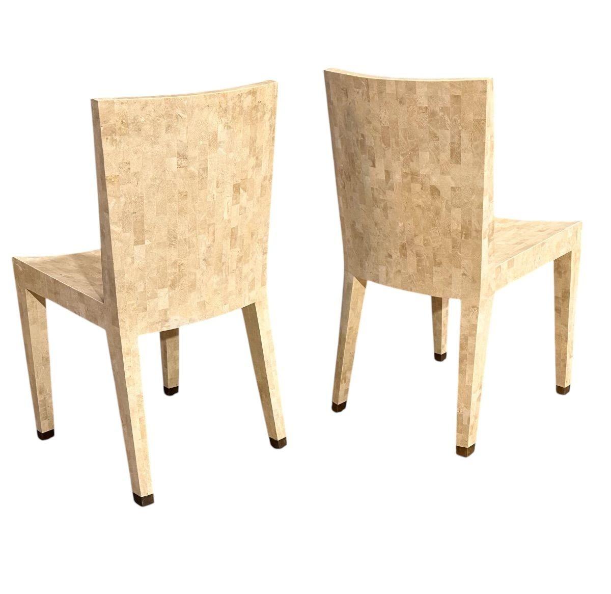Philippin Chaises d'appoint Maitland Smith en pierre tessellée, 1960 en vente