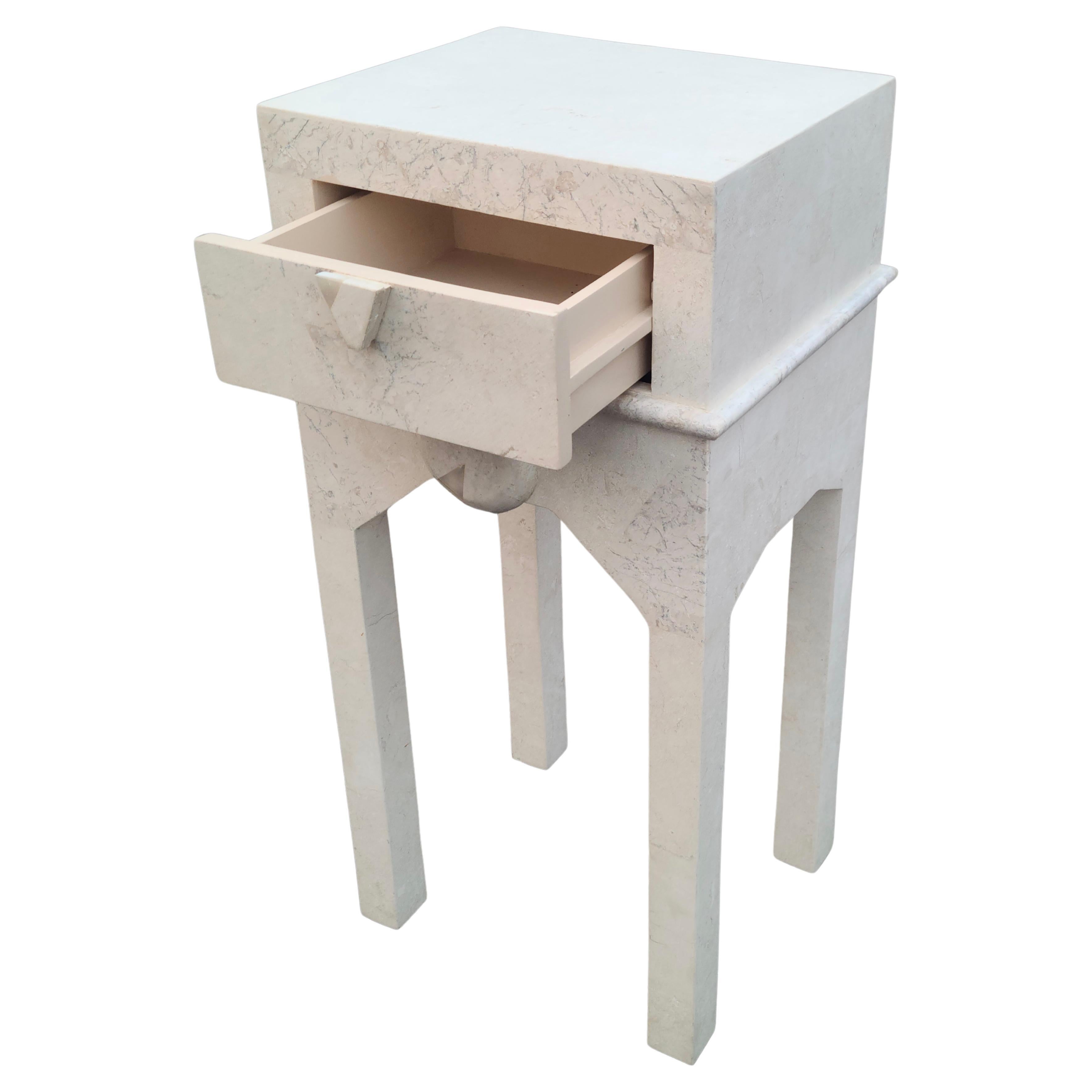 Travertine Maitland Smith Tessellated Stone Side Table For Sale