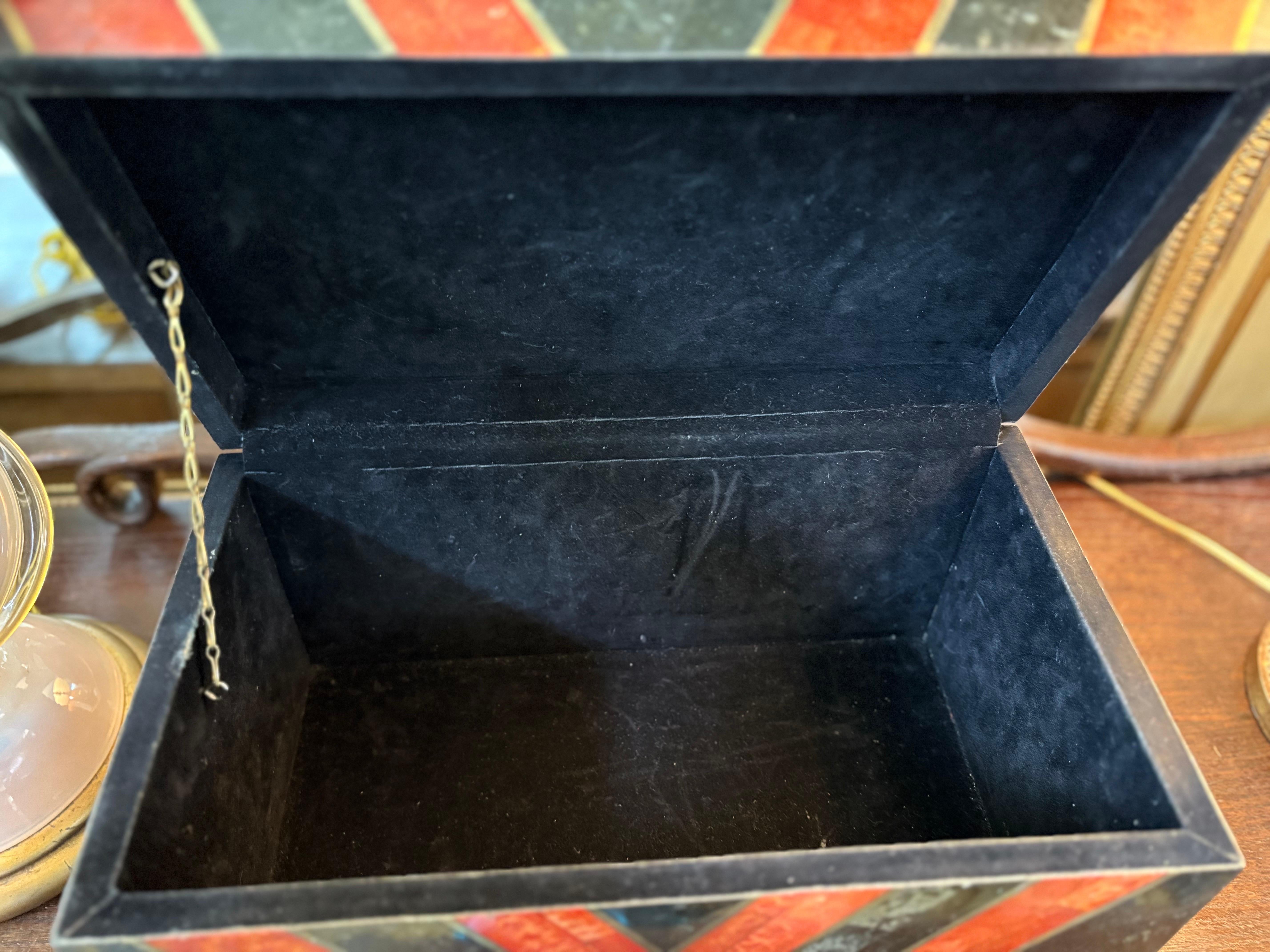 Marble Maitland Smith Tessellated Stone Table Box For Sale