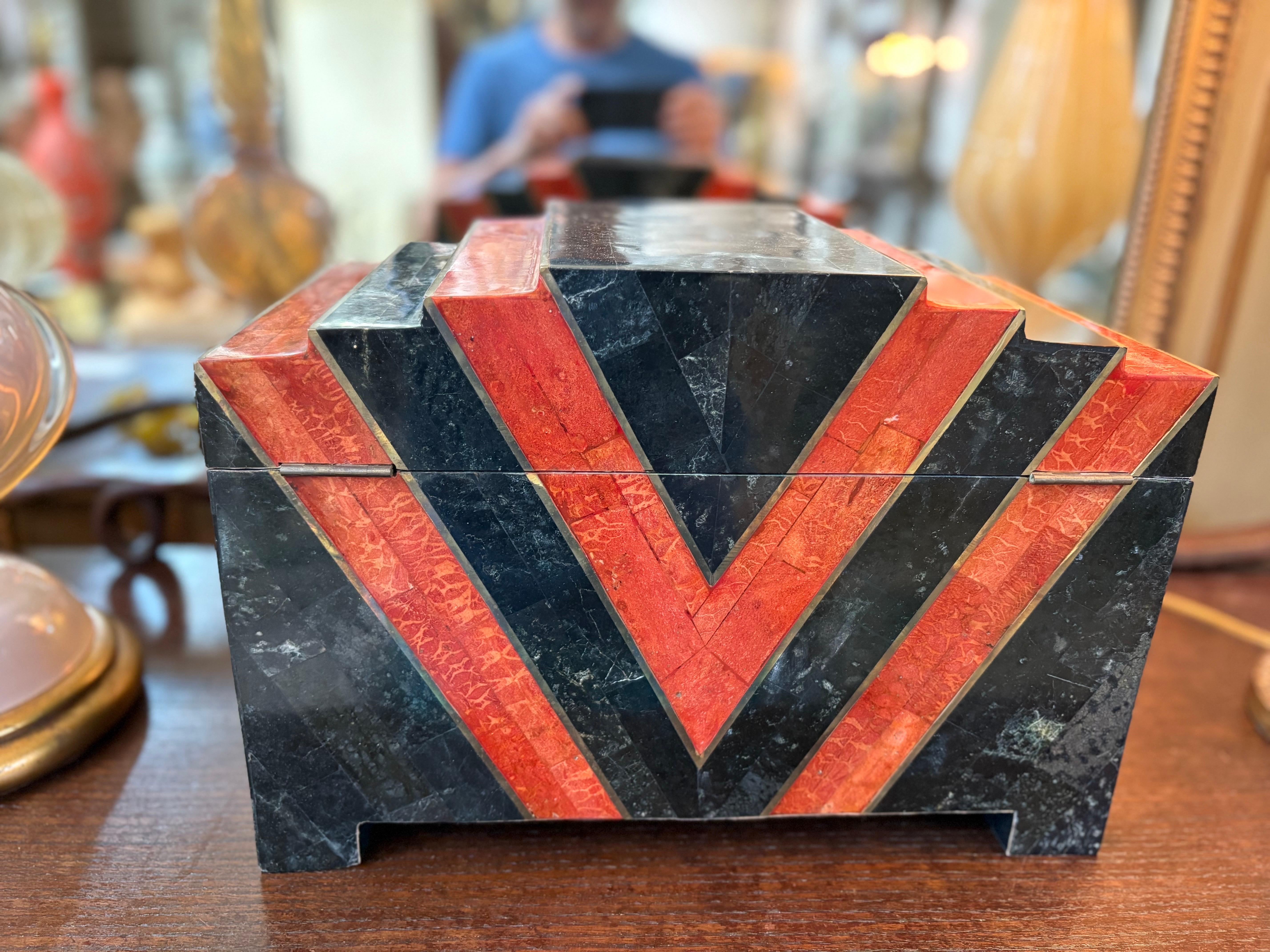 Maitland Smith Tessellated Stone Table Box For Sale 1
