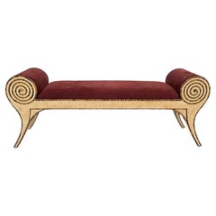 Maitland Smith Tessellated Stone Upholstered Bench in Neoclassical Style