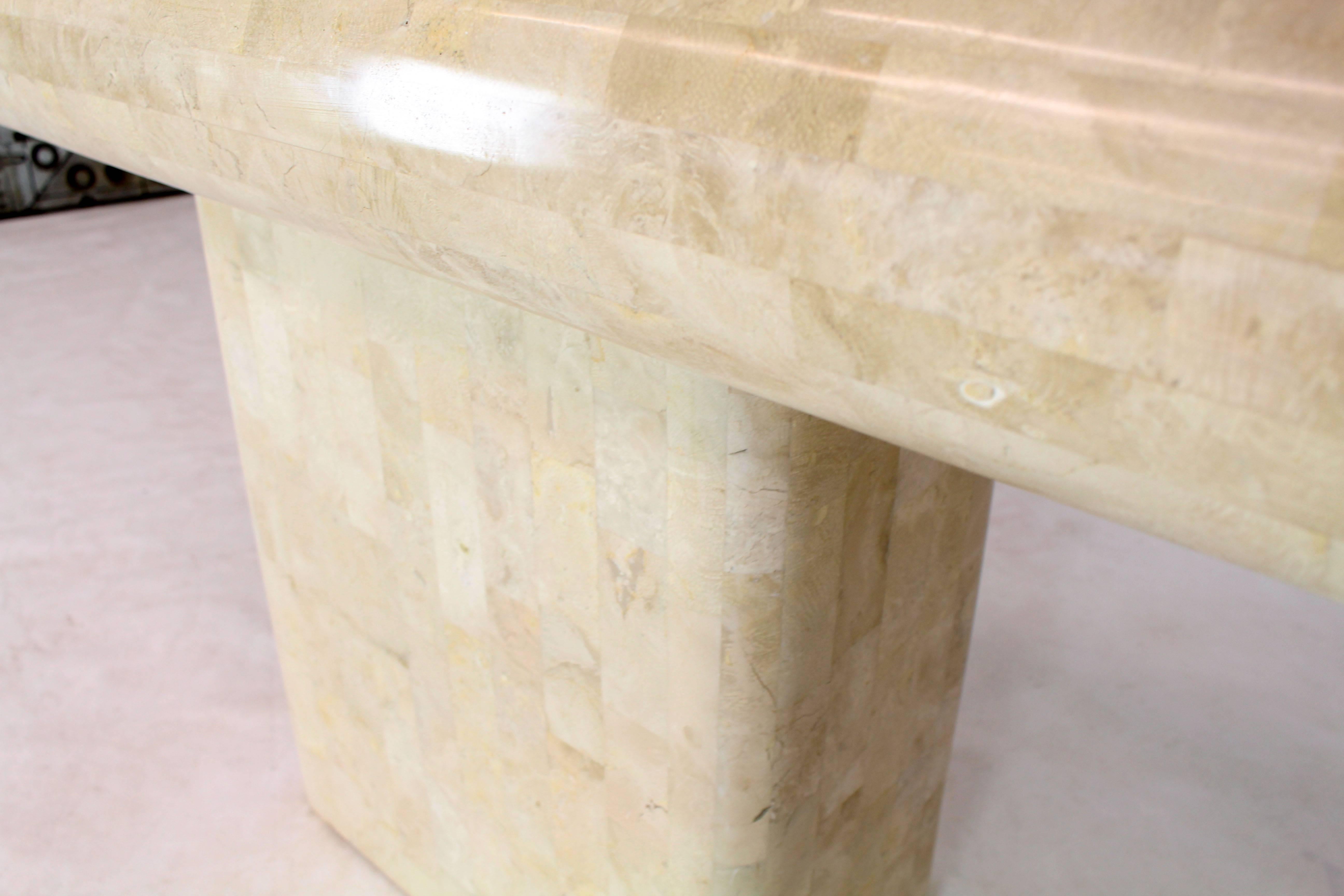 Maitland-Smith Tessellated Stone Veneers with Single Pedestal Console For Sale 1