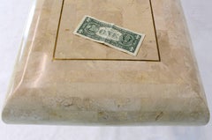 Maitland-Smith Tessellated Stone Veneers with Single Pedestal Console