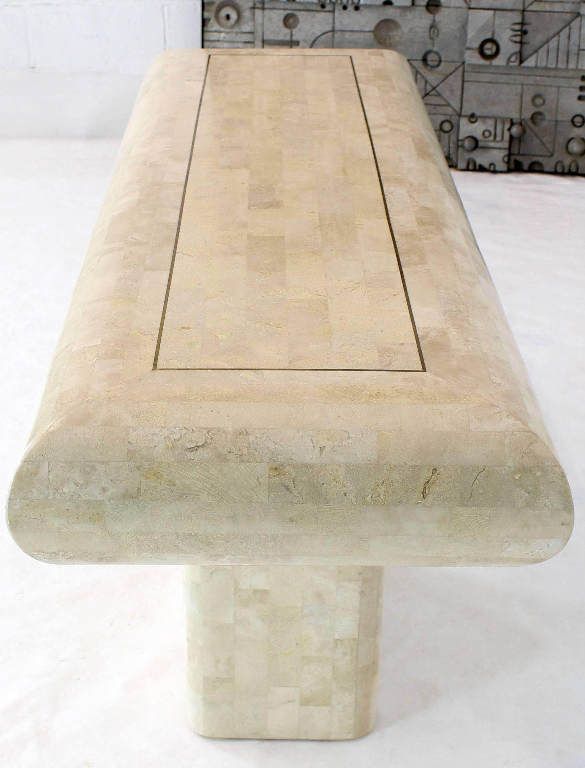 20th Century Maitland-Smith Tessellated Stone Veneers with Single Pedestal Console For Sale