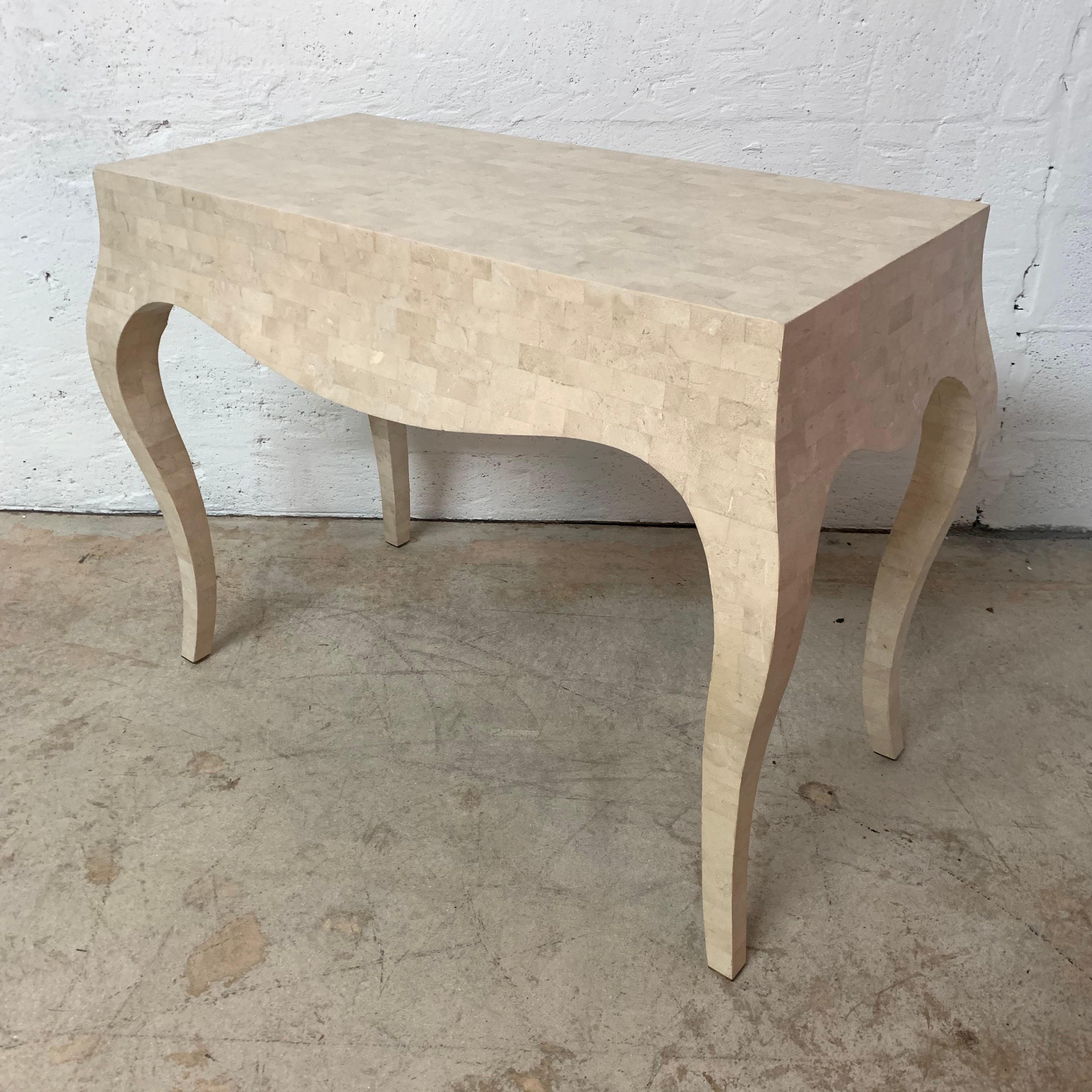 Maitland Smith Tessellated Travertine Coral Stone Desk or Console Table, 1970s 1