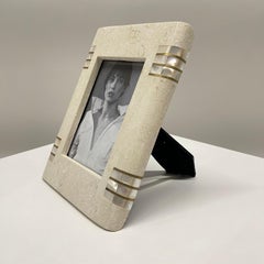 Cadre photo ou cadre photo en laiton travertin tessellé Maitland Smith, années 1990