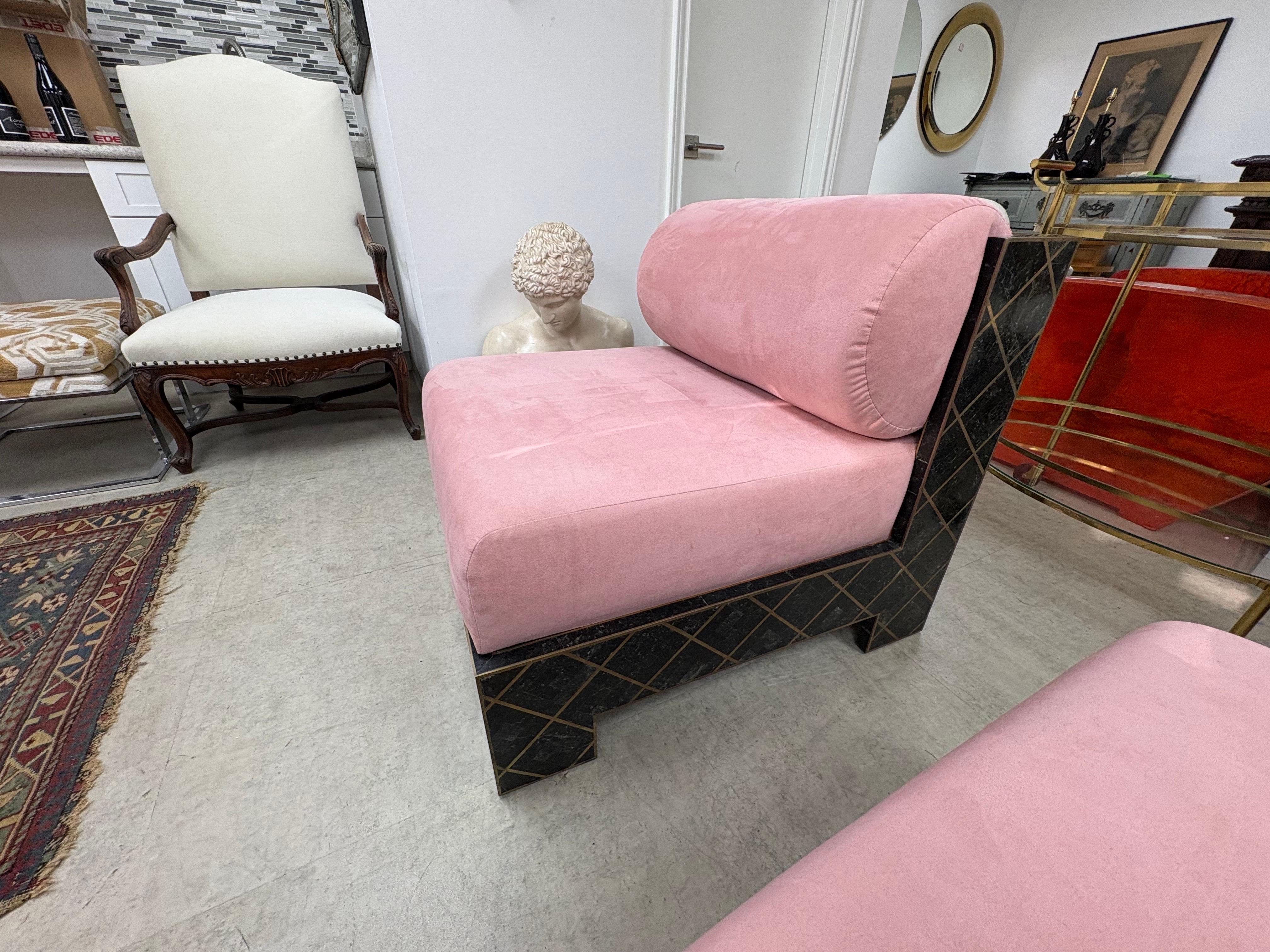 Late 20th Century Maitland Smith Tesselleted Stone And Brass Chaise Longue For Sale
