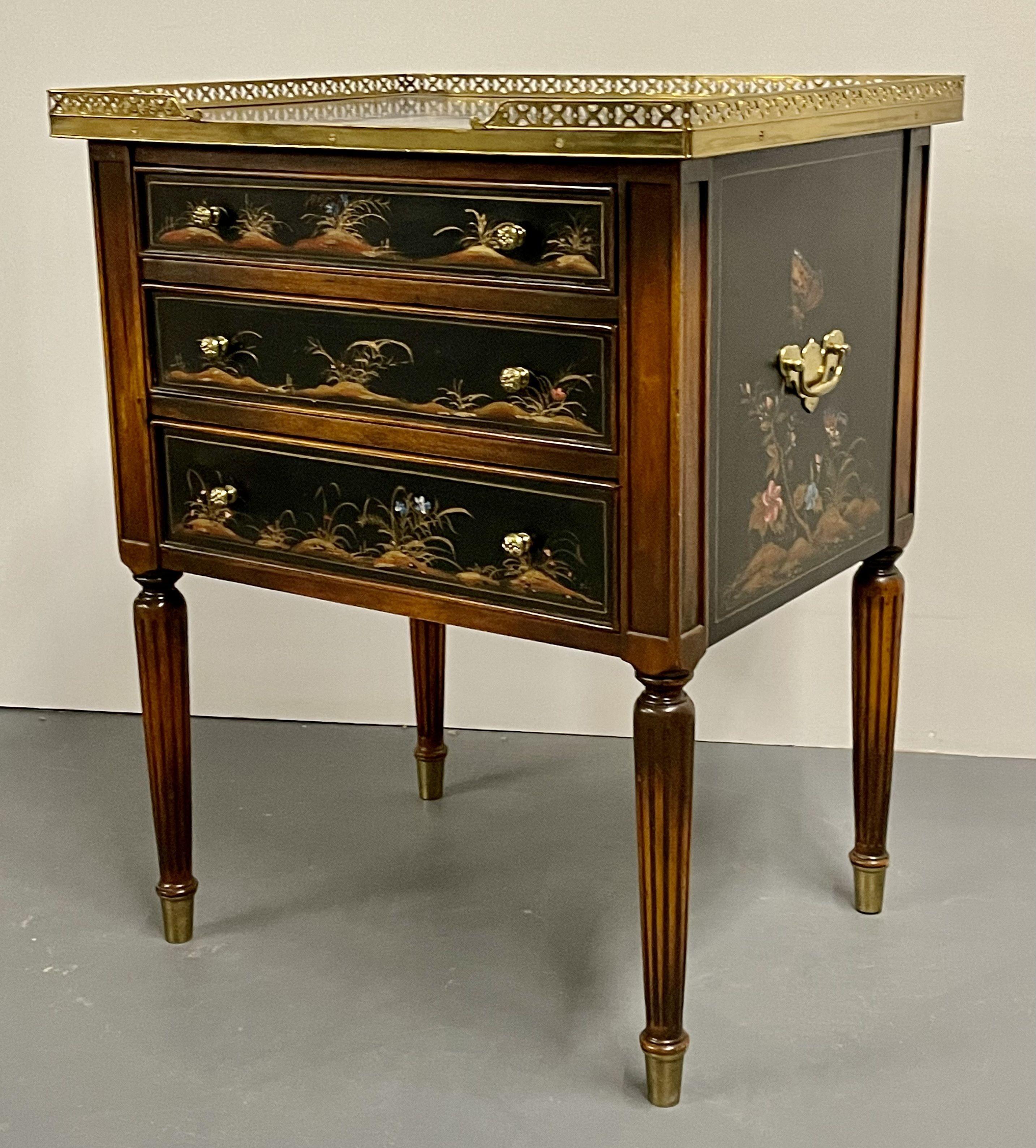 Maitland Smith Three Drawer Chest, Commode, End Table, Painted In Good Condition In Stamford, CT