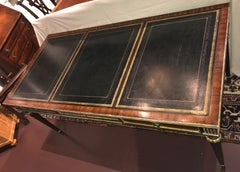 Maitland-Smith Three Drawer Mahogany Leather Top Writing Desk