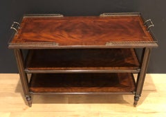 Maitland-Smith Three-Tier Brass Gallery Dessert Cart