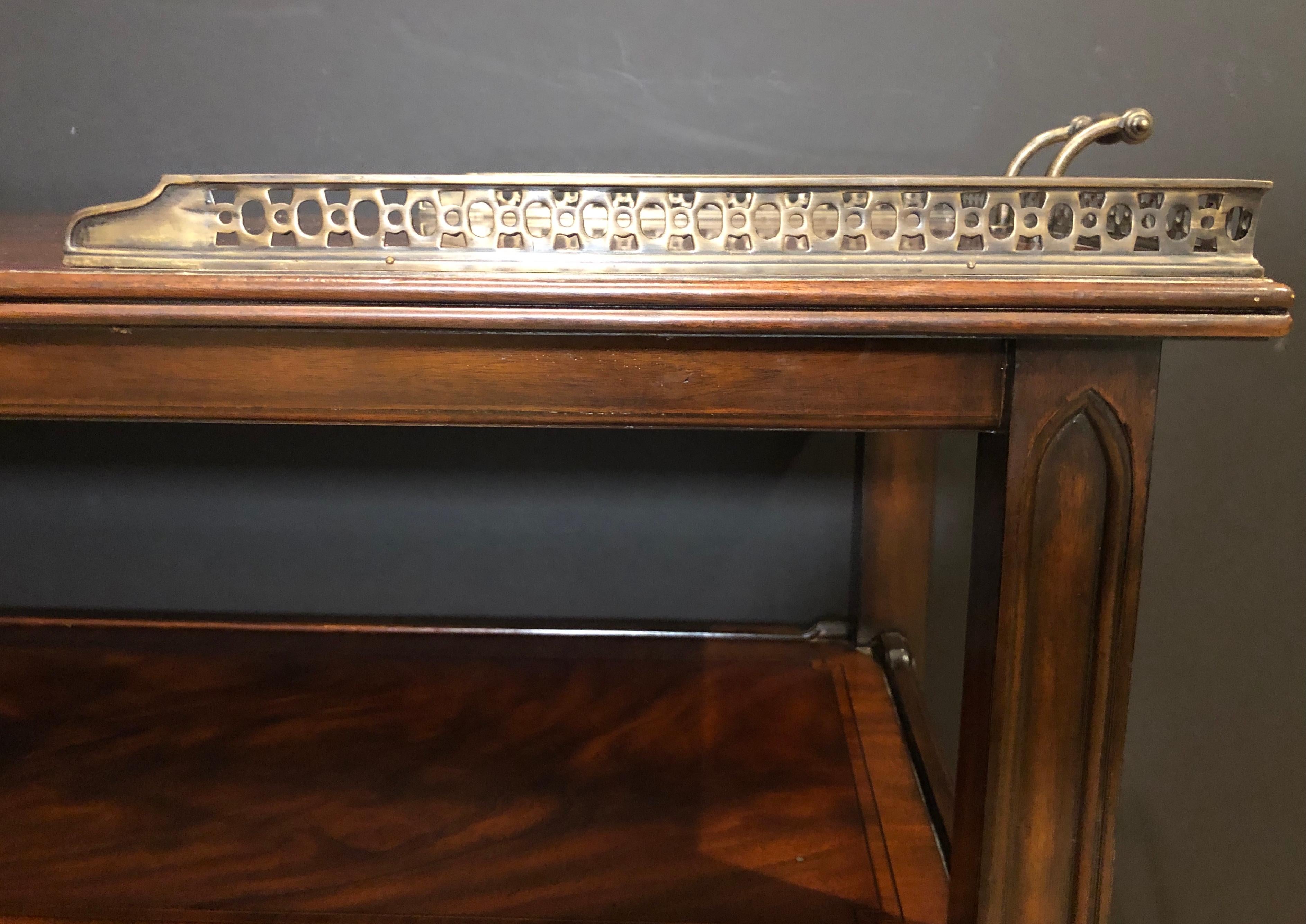 Sheraton Maitland-Smith Three-Tier Brass Gallery Dessert Cart
