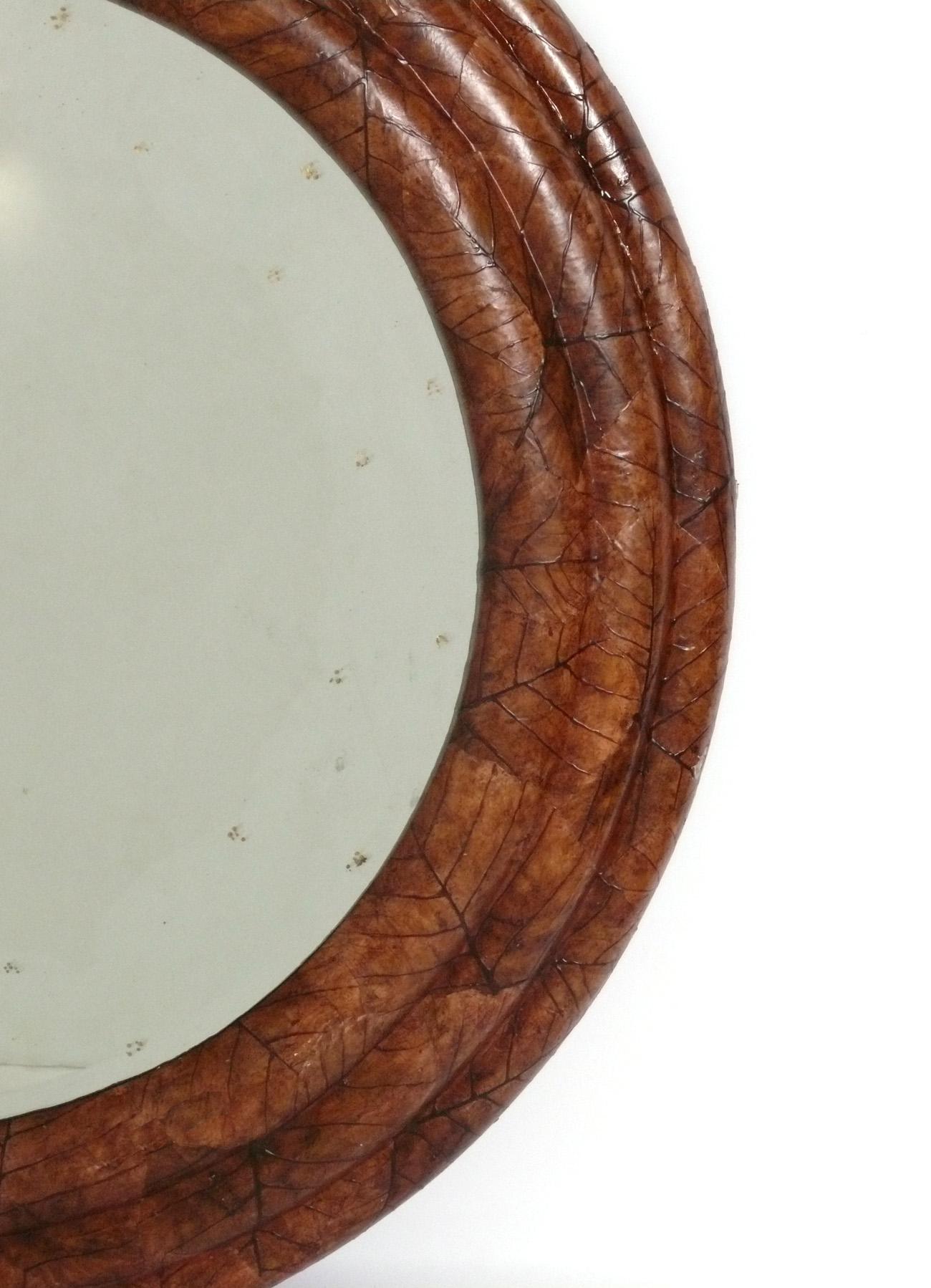 Hollywood Regency Maitland Smith Miroir feuille de tabac en vente