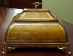 Maitland Smith Tooled Leather and Brass Mounts Decorative Box