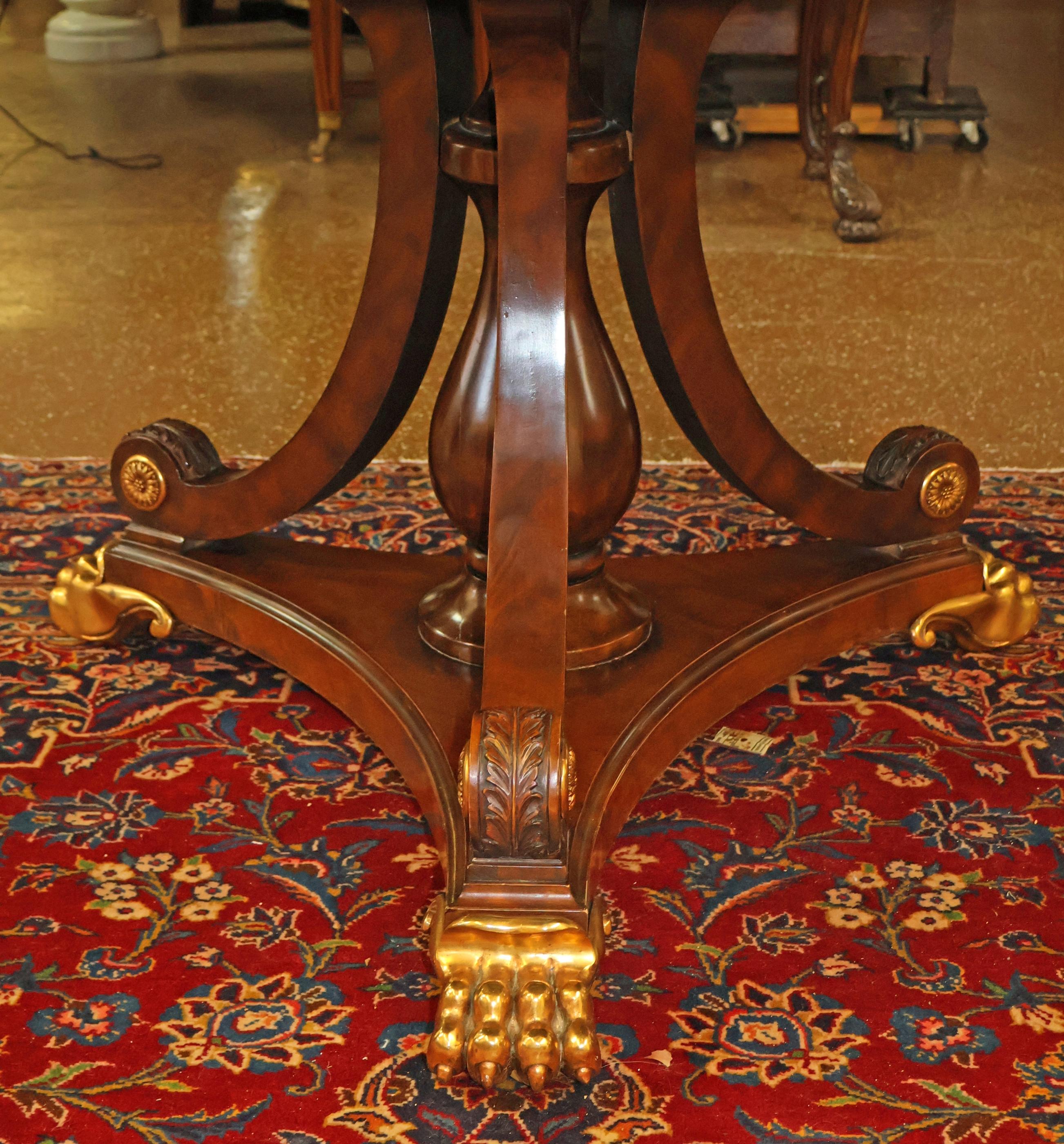 ​Maitland Smith Tooled Leather Burled Walnut Library Center Table 50