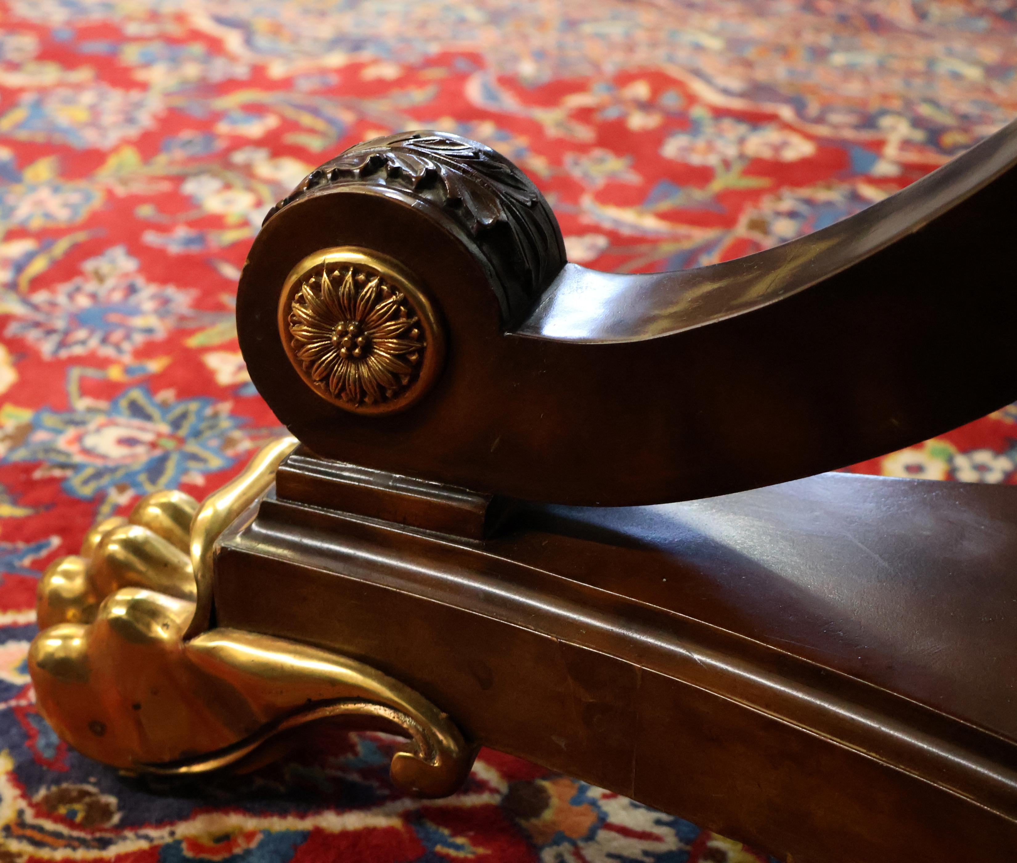 ​Maitland Smith Tooled Leather Burled Walnut Library Center Table 50