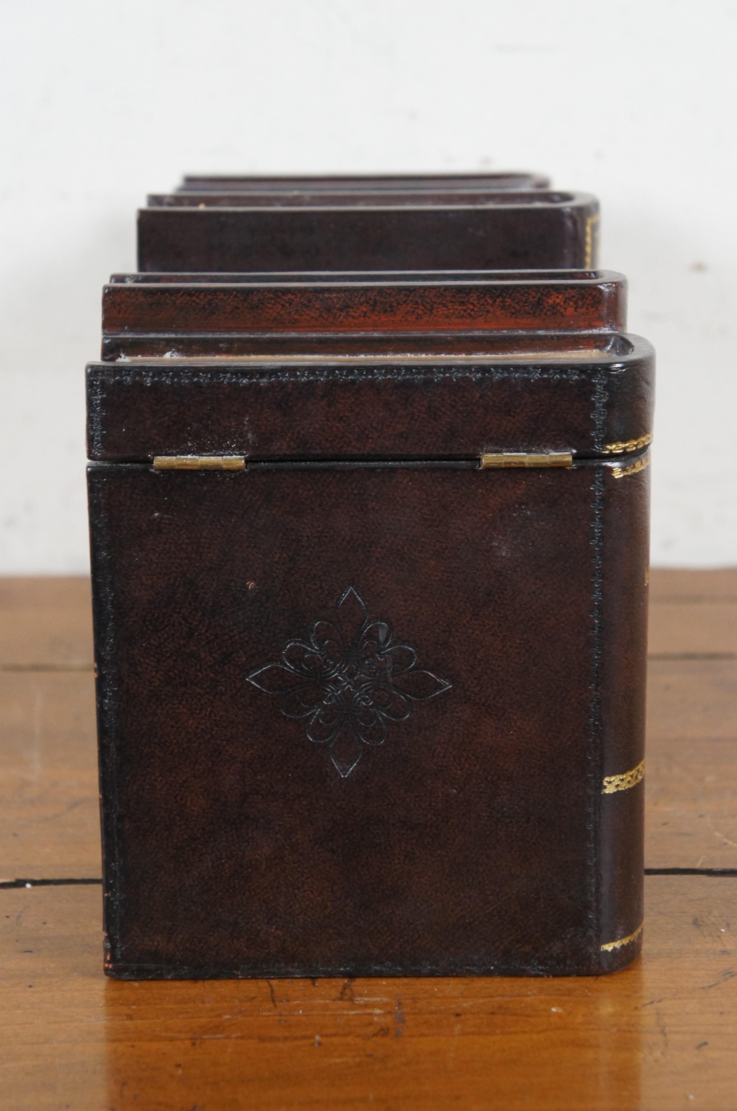 Maitland Smith Caja para libros de imitación de cuero con herramientas 16