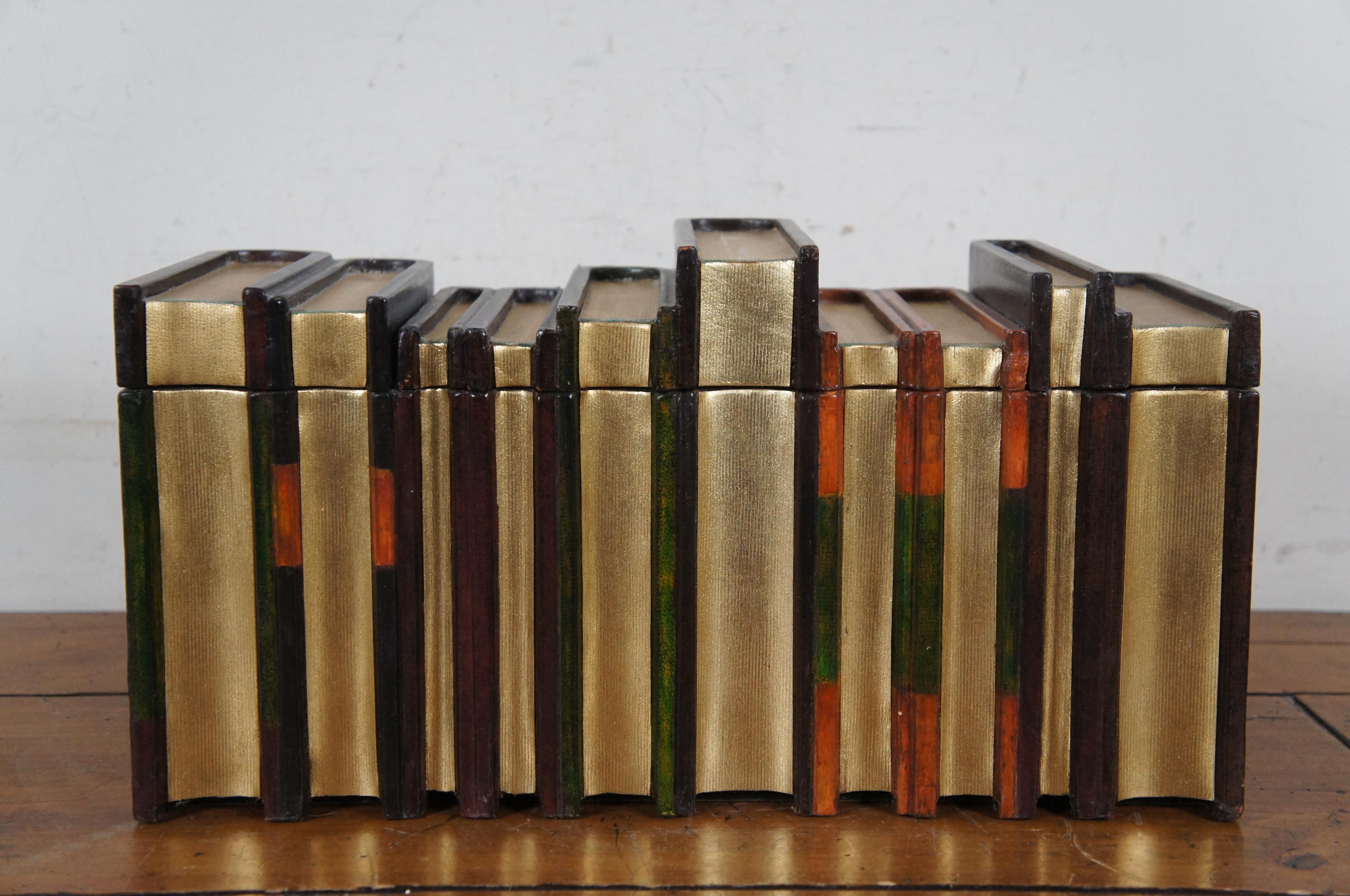 Maitland Smith Caja para libros de imitación de cuero con herramientas 16