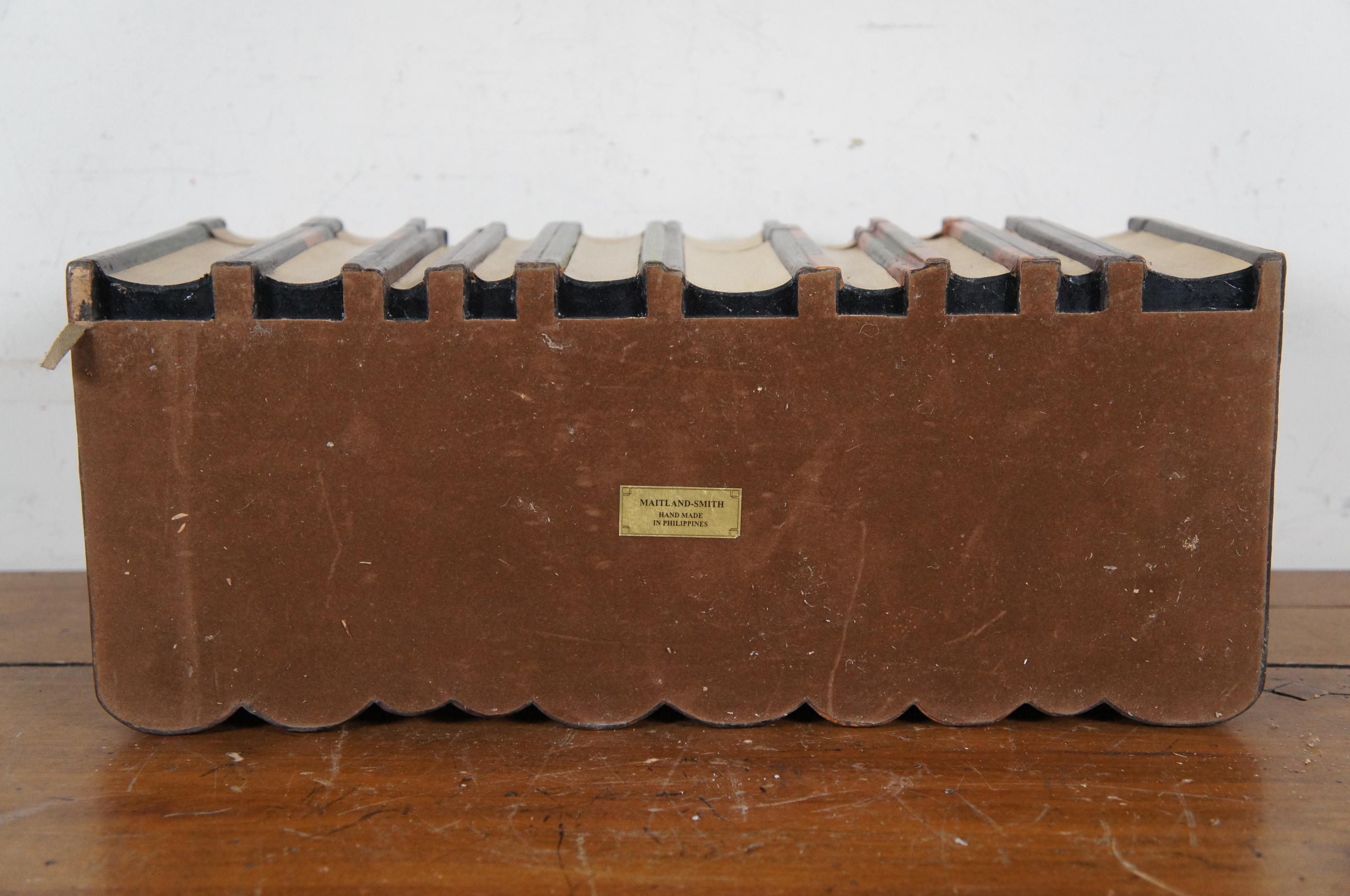 Maitland Smith Caja para libros de imitación de cuero con herramientas 16