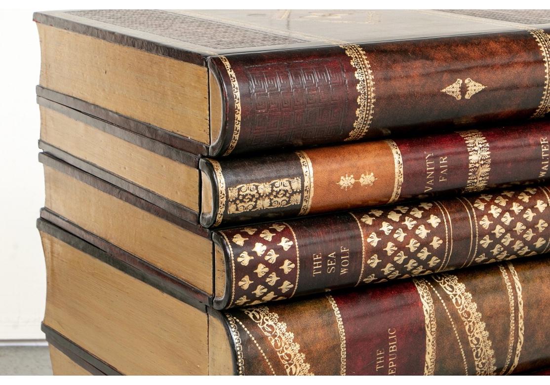 Embossed Maitland-Smith Tooled Leather Library Book Form Table