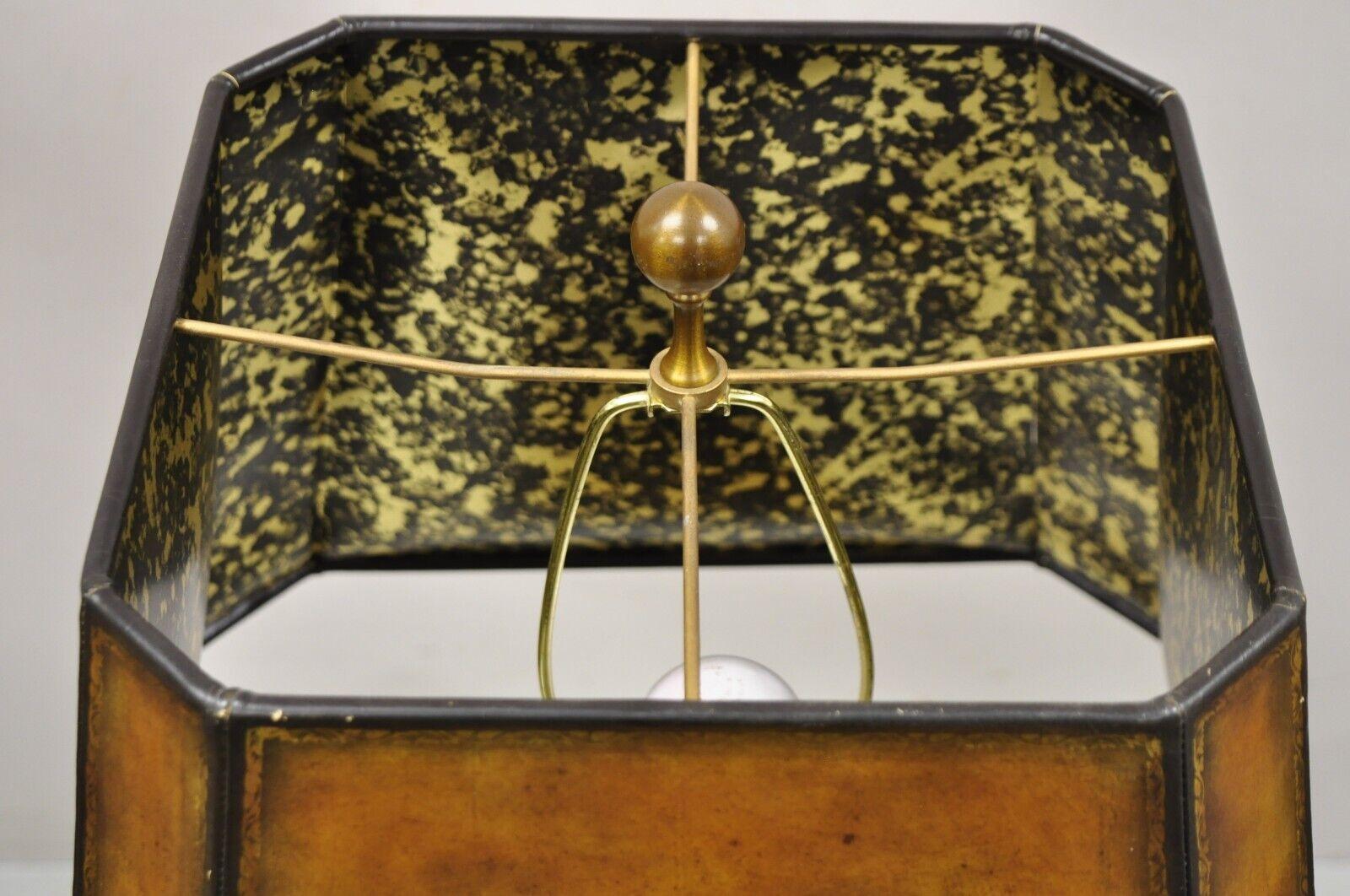 20th Century Maitland Smith Tooled Leather Stacked Book Table Lamp with Shade