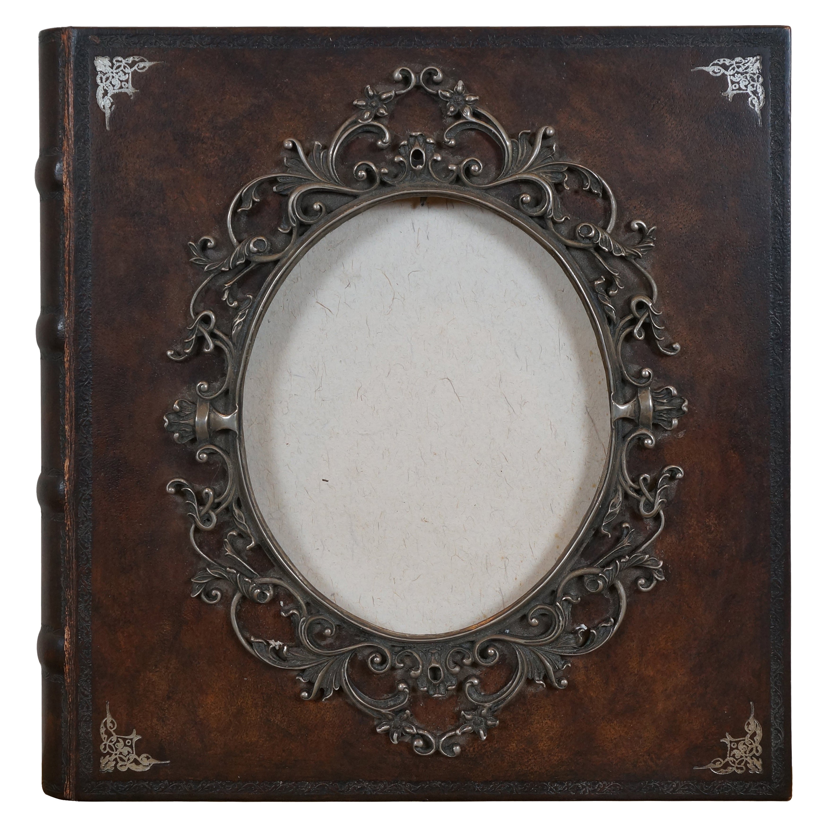 Maitland Smith Tooled Leather Wedding Photo Album Scrap Book 16" For Sale