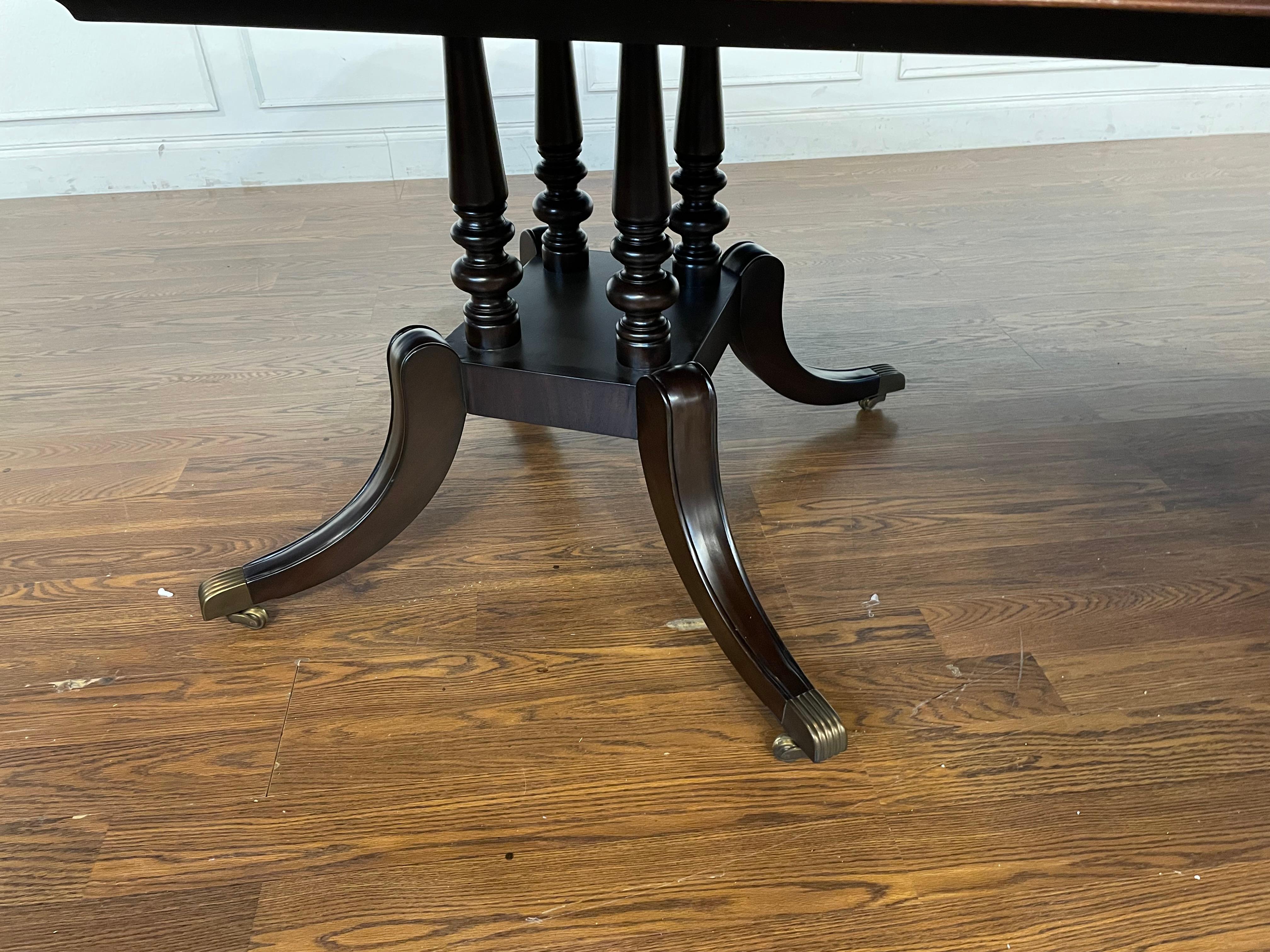 Maitland - Smith Traditional Banded Mahogany Double Pedestal Dining Table 4