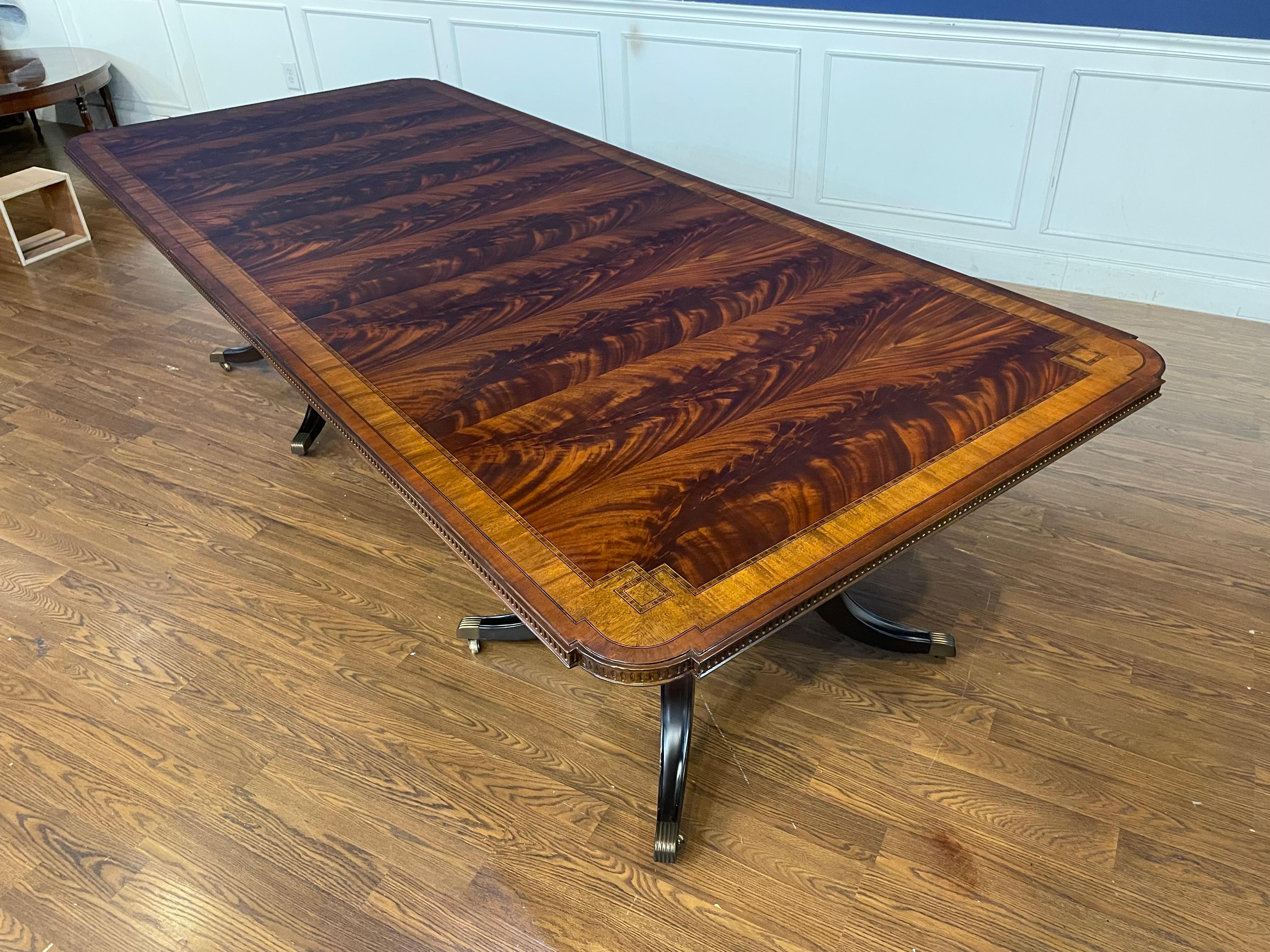 Maitland - Smith Traditional Banded Mahogany Double Pedestal Dining Table 5