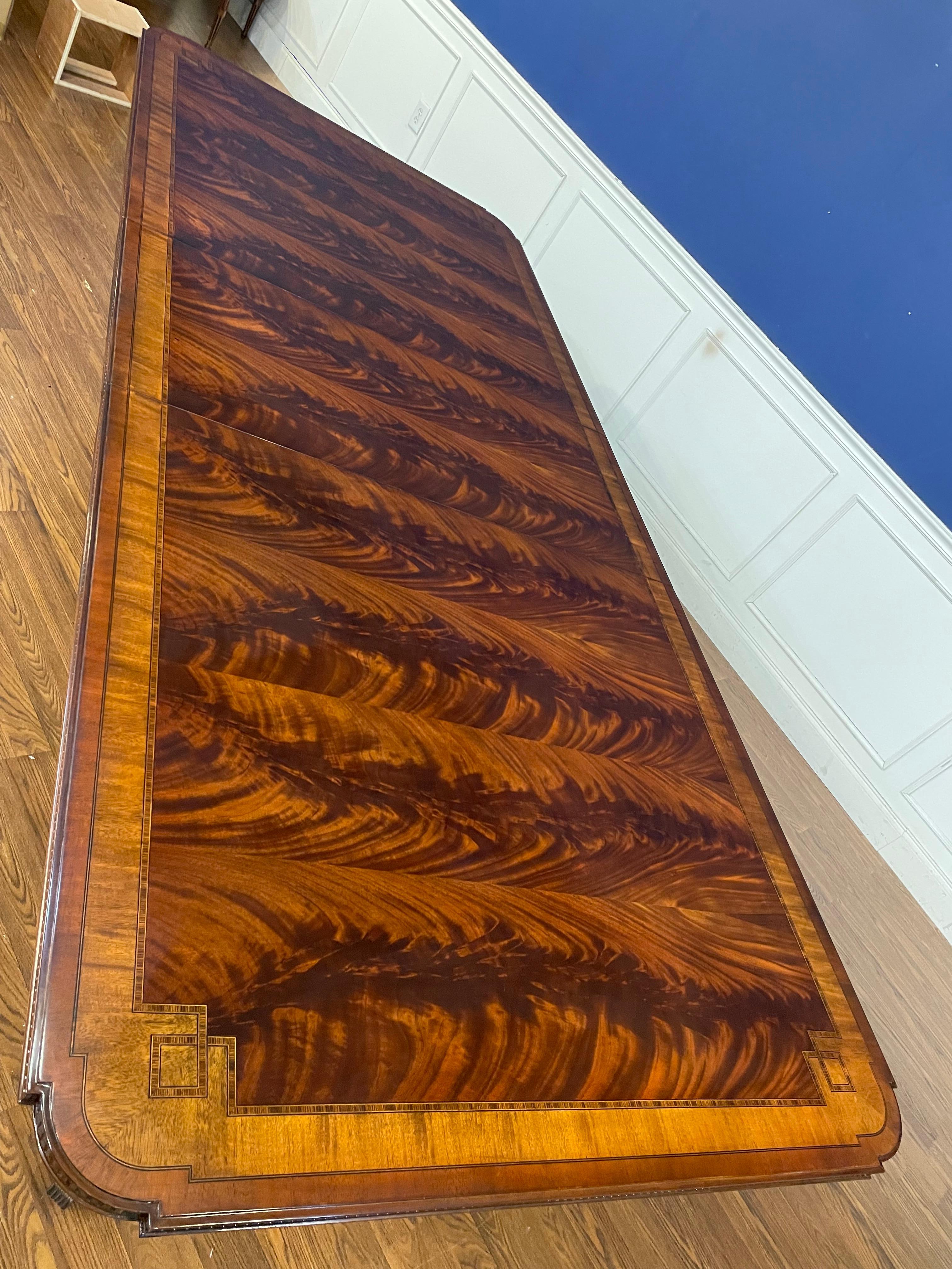 Maitland - Smith Traditional Banded Mahogany Double Pedestal Dining Table 6