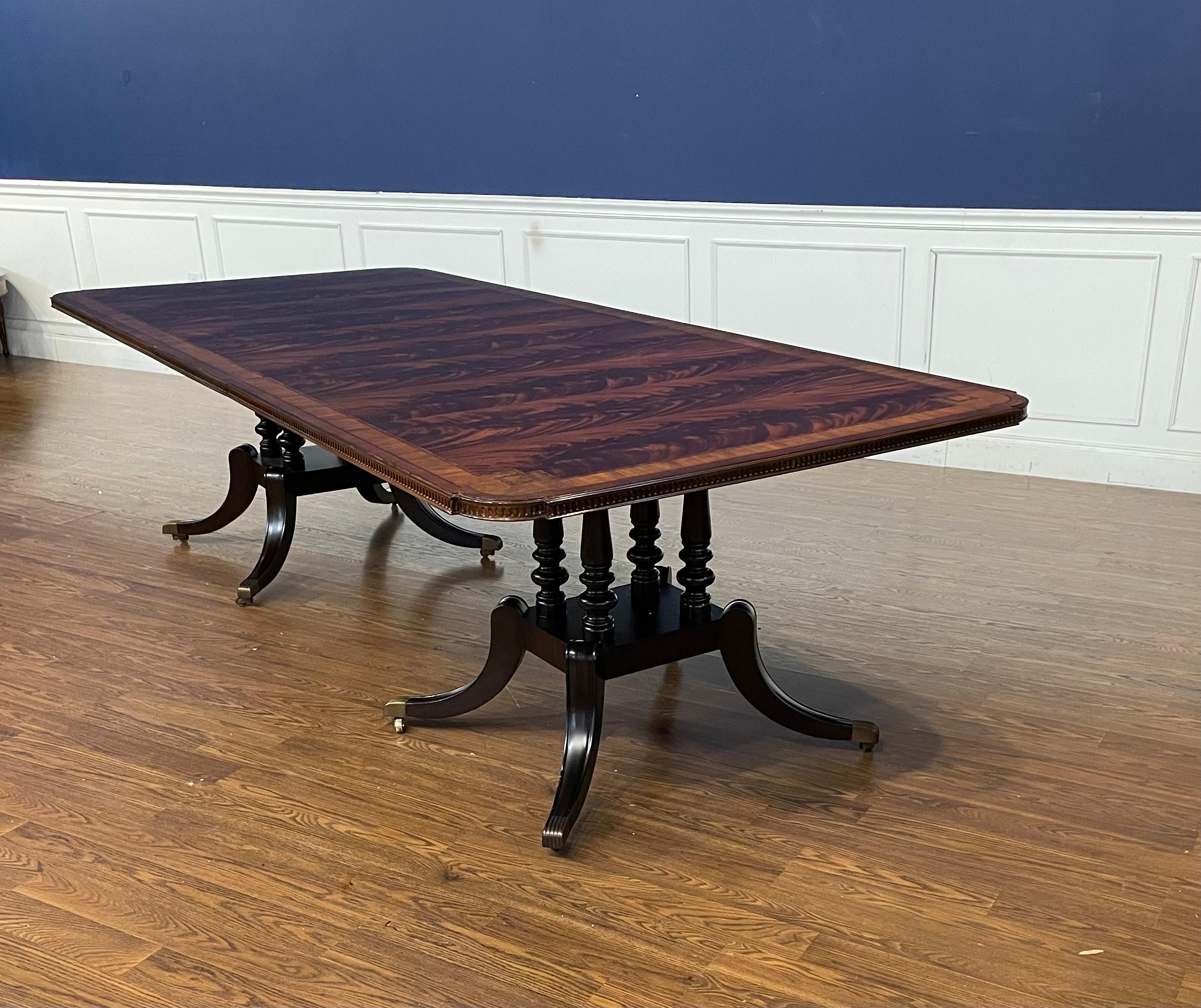 Maitland - Smith Traditional Banded Mahogany Double Pedestal Dining Table 8
