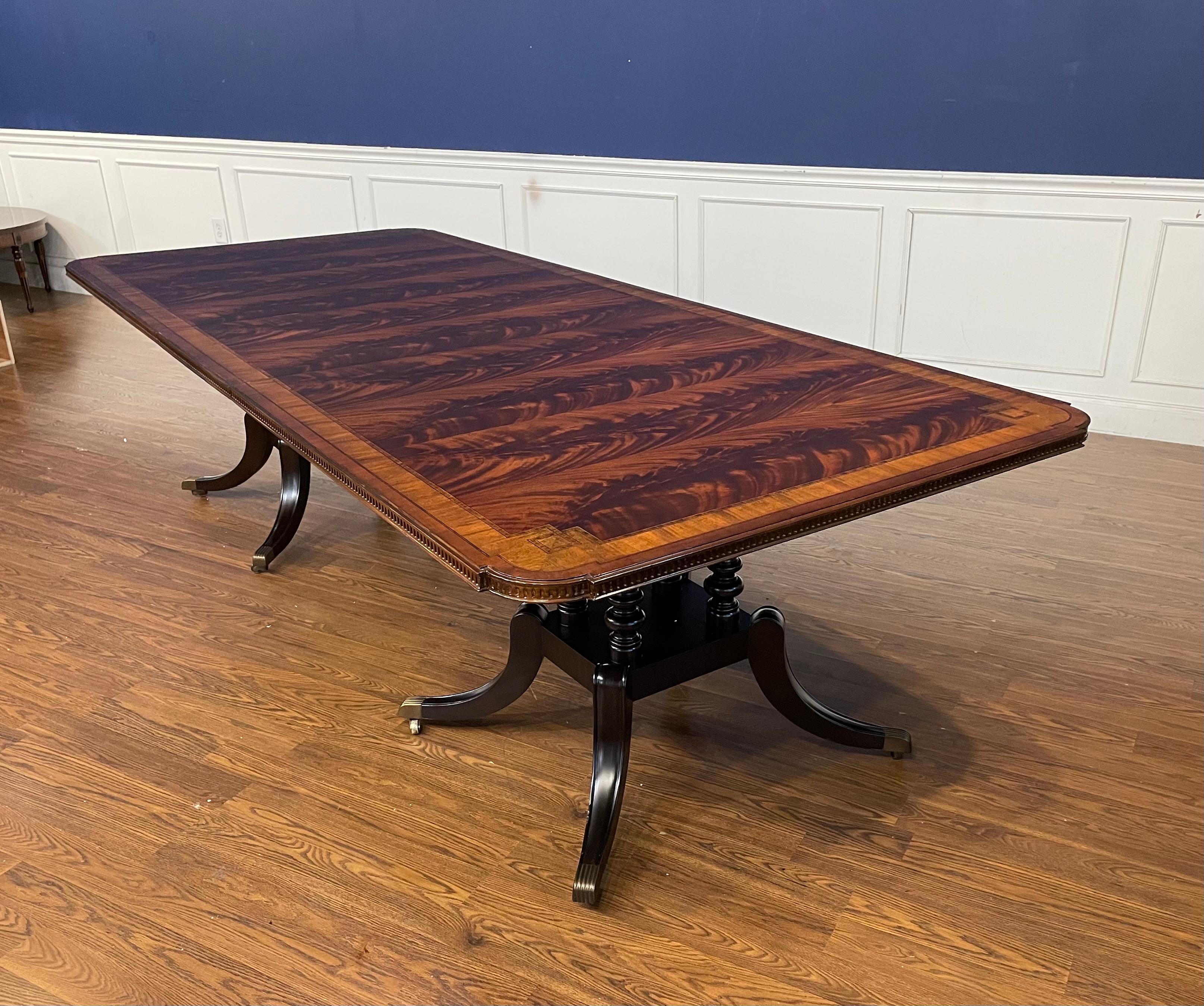 Maitland - Smith Traditional Banded Mahogany Double Pedestal Dining Table 9