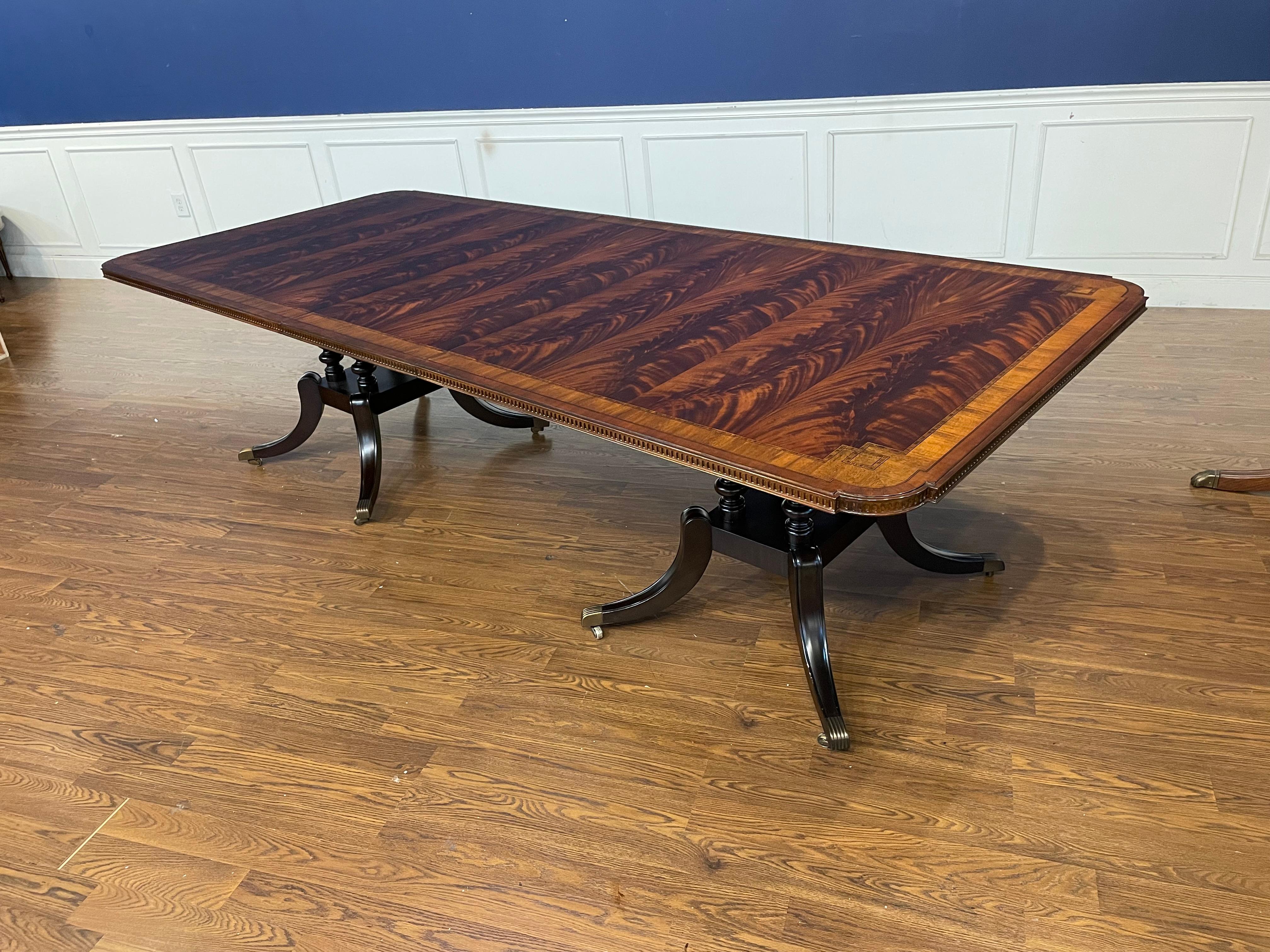 Maitland - Smith Traditional Banded Mahogany Double Pedestal Dining Table 10